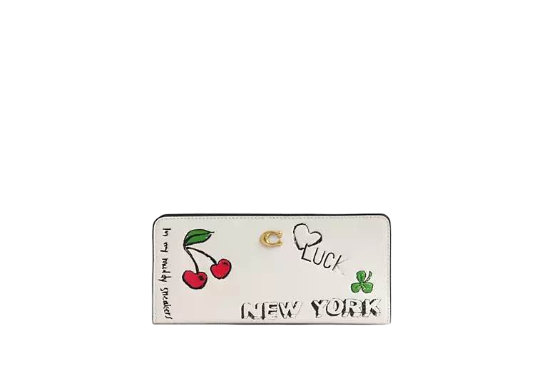 【Coach】Essential Slim Wallet With Sketch Print  白
