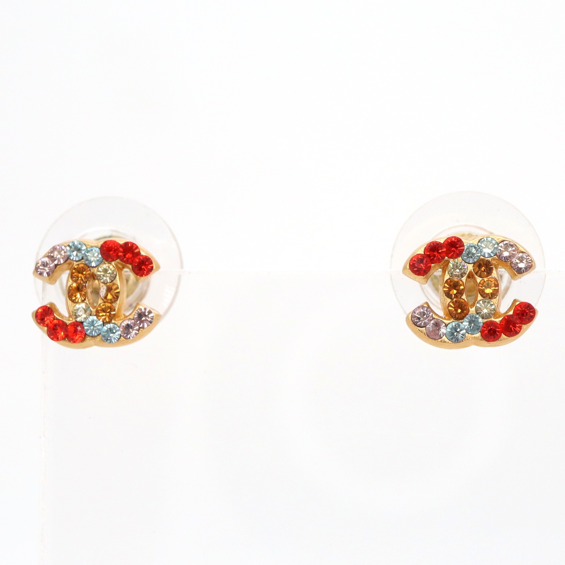Chanel Coco Mark Multi-colour Rhinestone Piercing Earri
