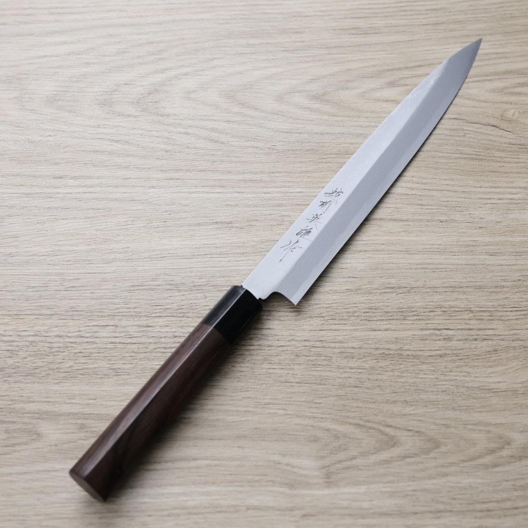 北岡英雄 柳刃 240mm 白紙鋼 墨流