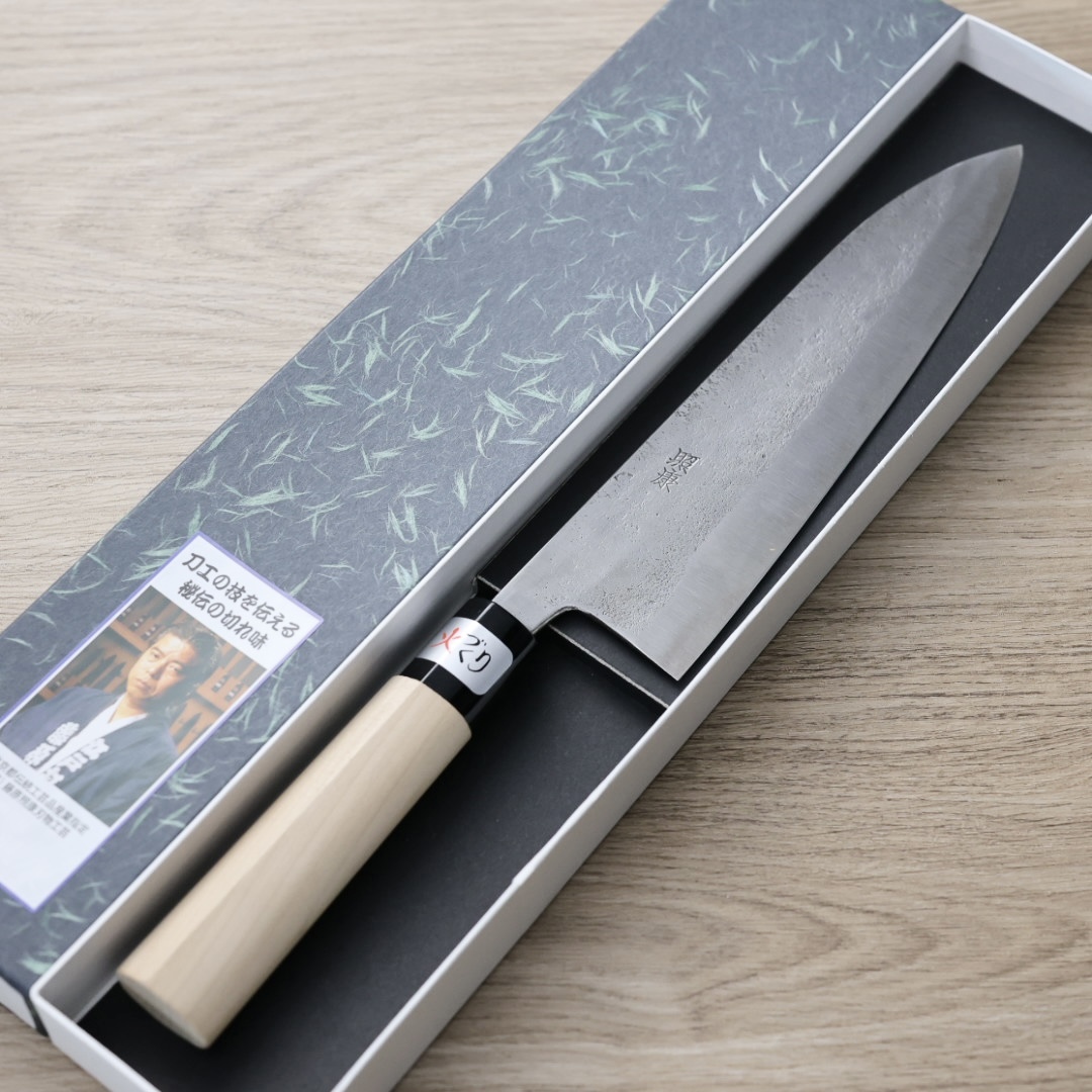 藤原照康 梨地 牛刀210mm 白紙1號鋼