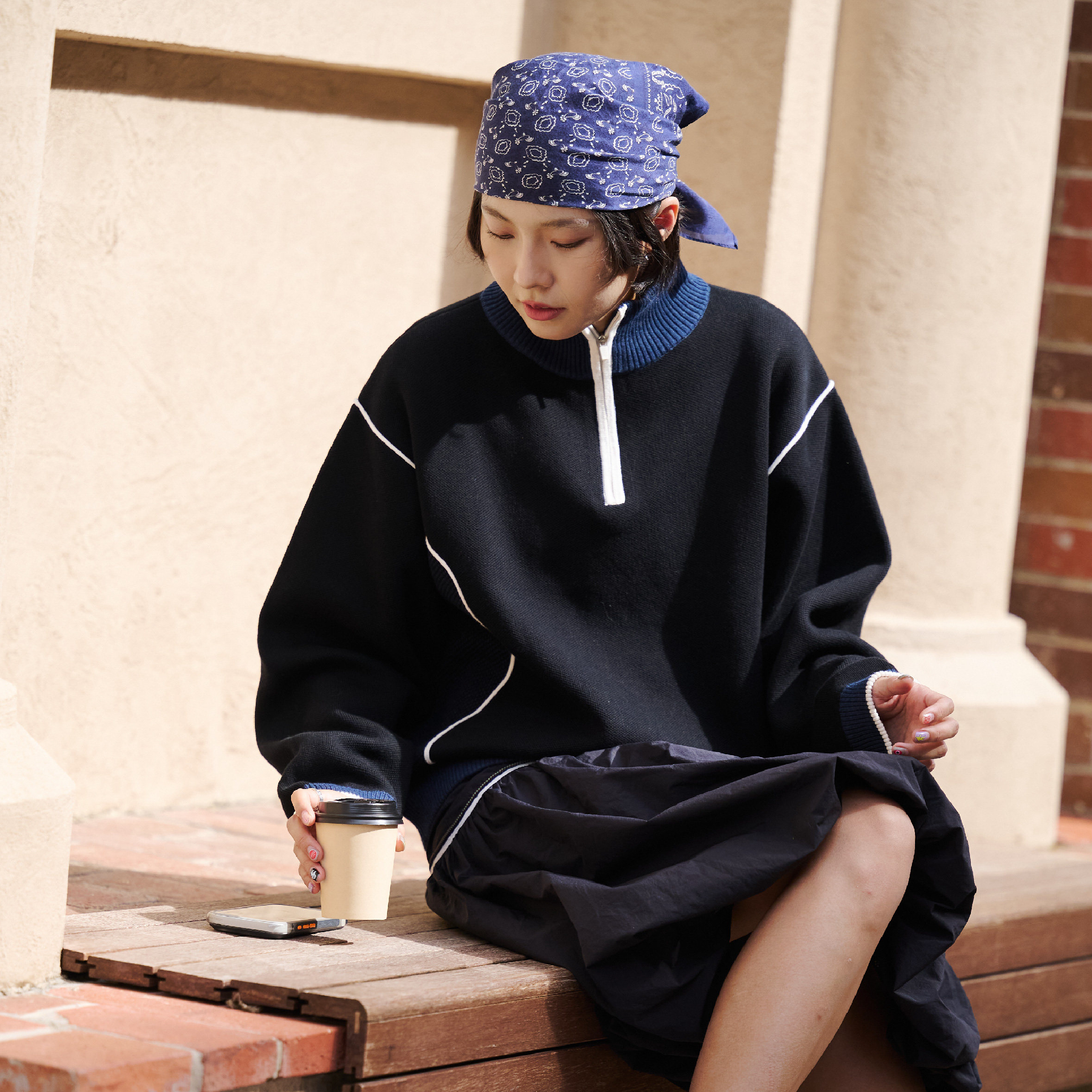 BOHRHOO Knit Quarter Zip Shirt 毛織 半拉鍊 長袖上衣[BH1087]