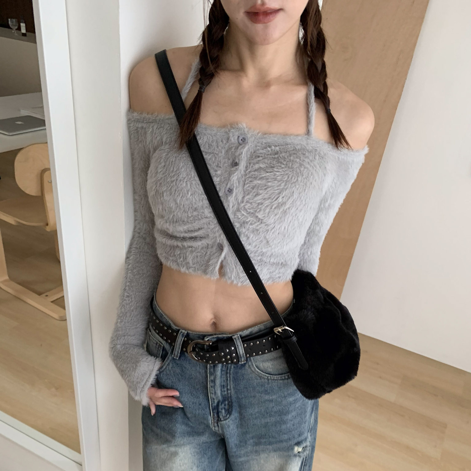 ISA_偷心寶貝! 辣妹一字領排扣吊帶(含胸墊)_51227