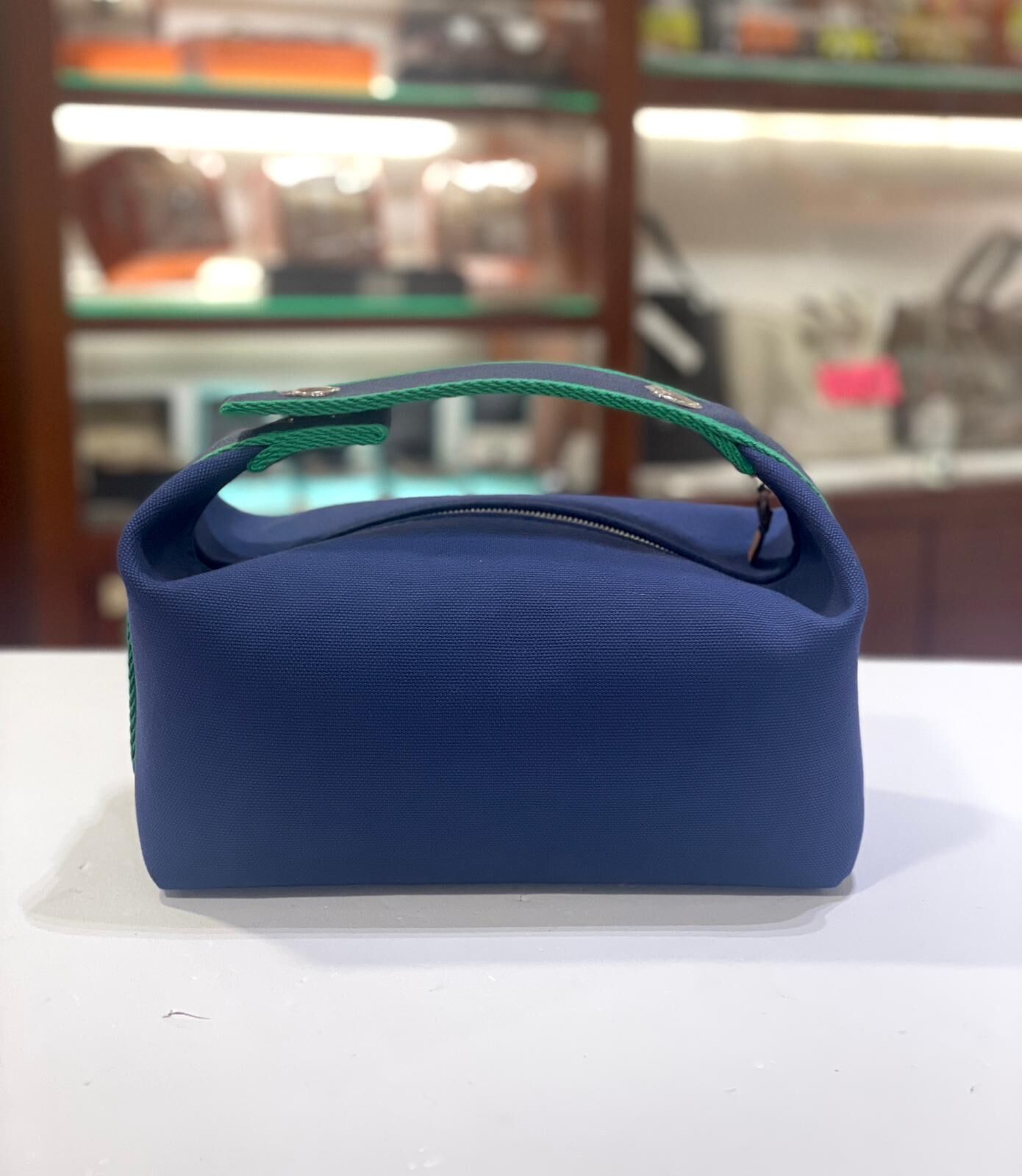 全新HERMES 飯盒包 小號藍色帆布PM Bride-a-Brac case,Small Model H104222M 03 #BRAND NEW #香榭站正品