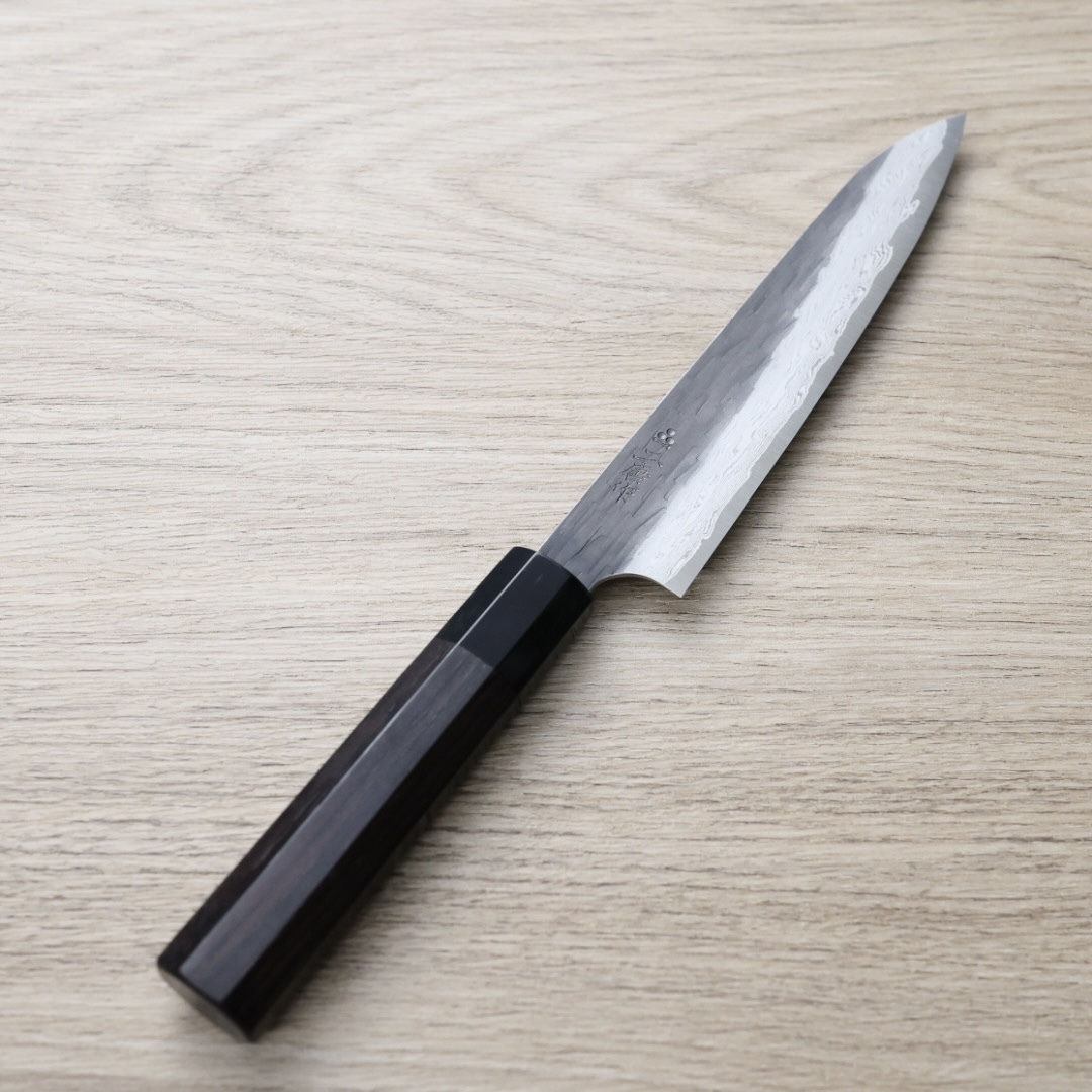 二唐刃物 蔬果 150mm VG Xeos鋼  黑打鎚目大馬士革