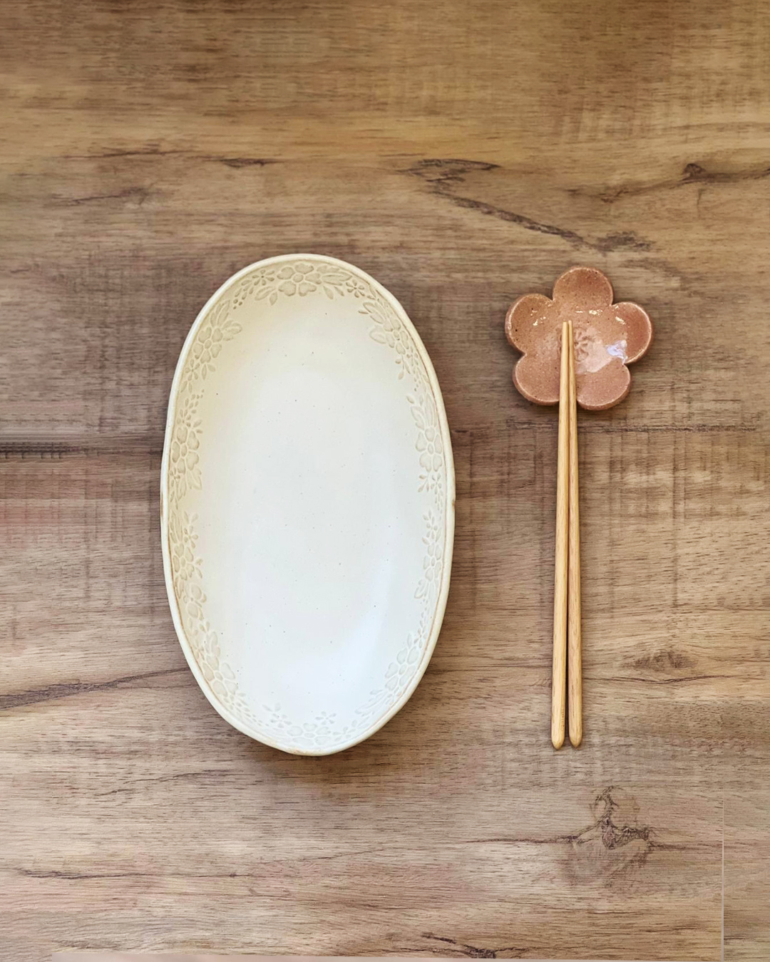 益子燒 花園 26cm橢圓深盤｜職人 若林健吾