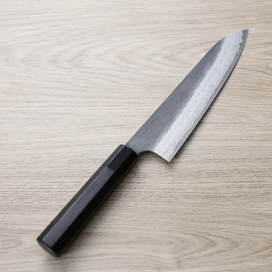 二唐刃物 牛刀 210mm VG Xeos鋼  黑打鎚目大馬士革