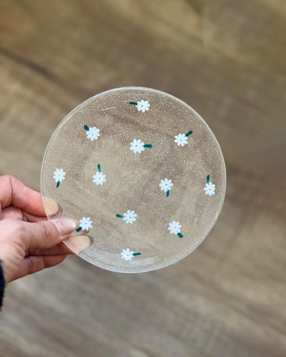 手工玻璃 純潔白色小花碟｜職人 石塚悠