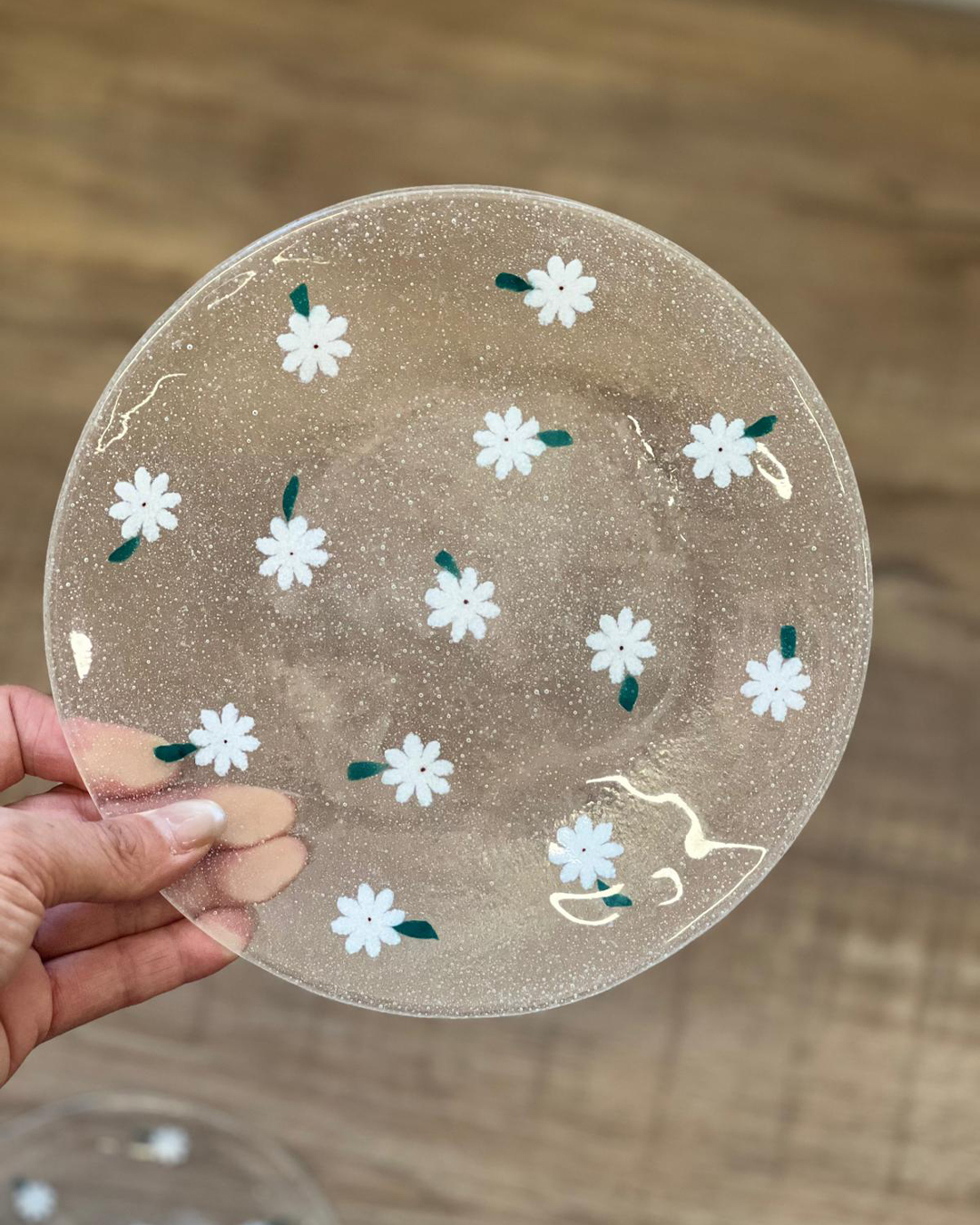 手工玻璃 純潔白色小花碟｜職人 石塚悠