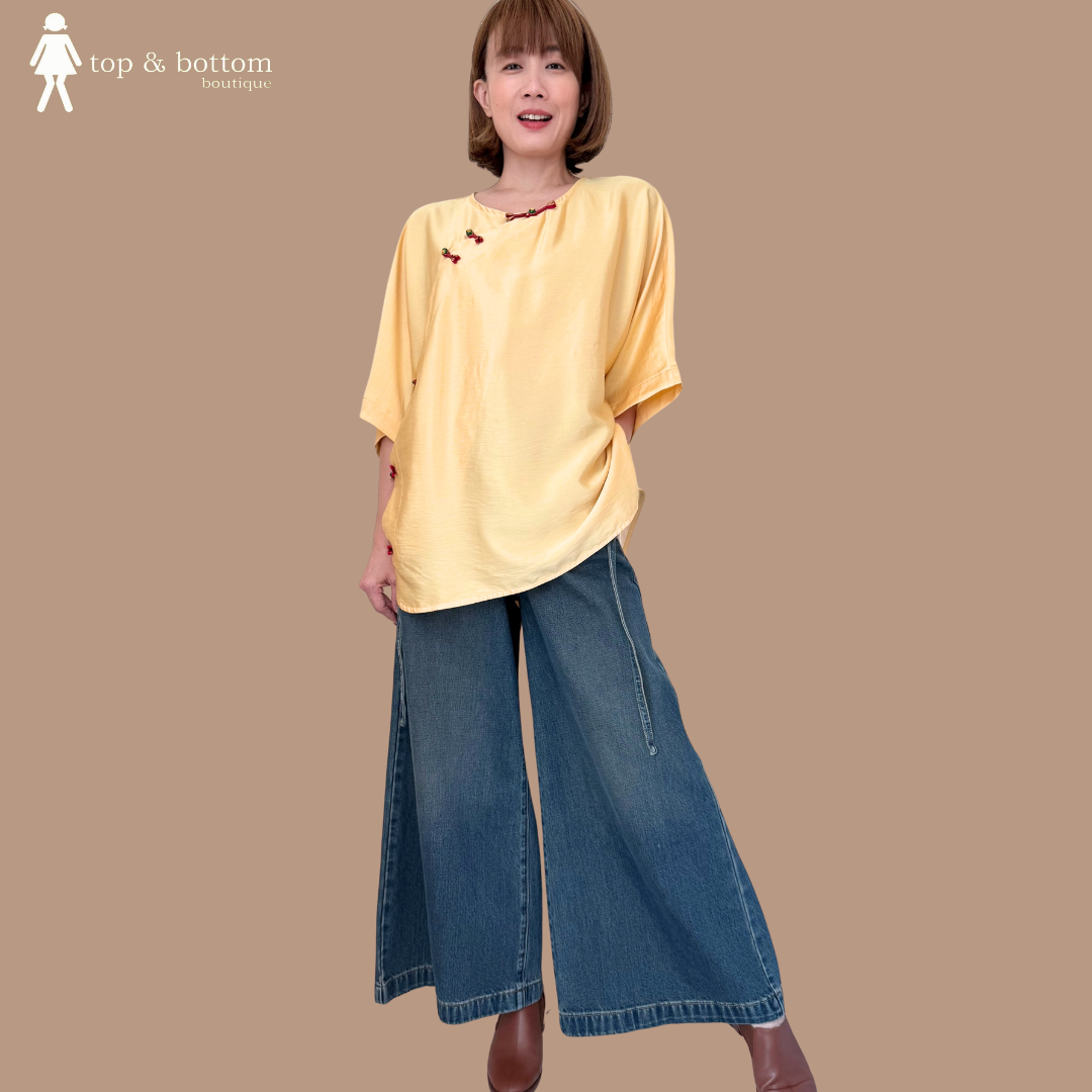 SHORT SLEEVE OVERSIZE CHEONGSAM BLOUSE