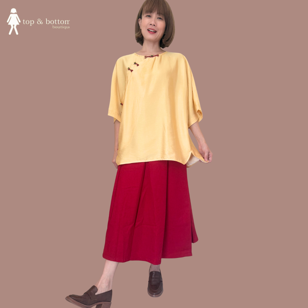 SHORT SLEEVE OVERSIZE CHEONGSAM BLOUSE