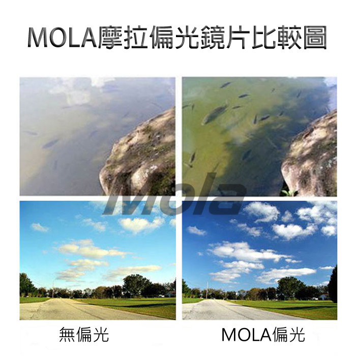 MOLA摩拉偏光太陽眼鏡鏡片比較圖