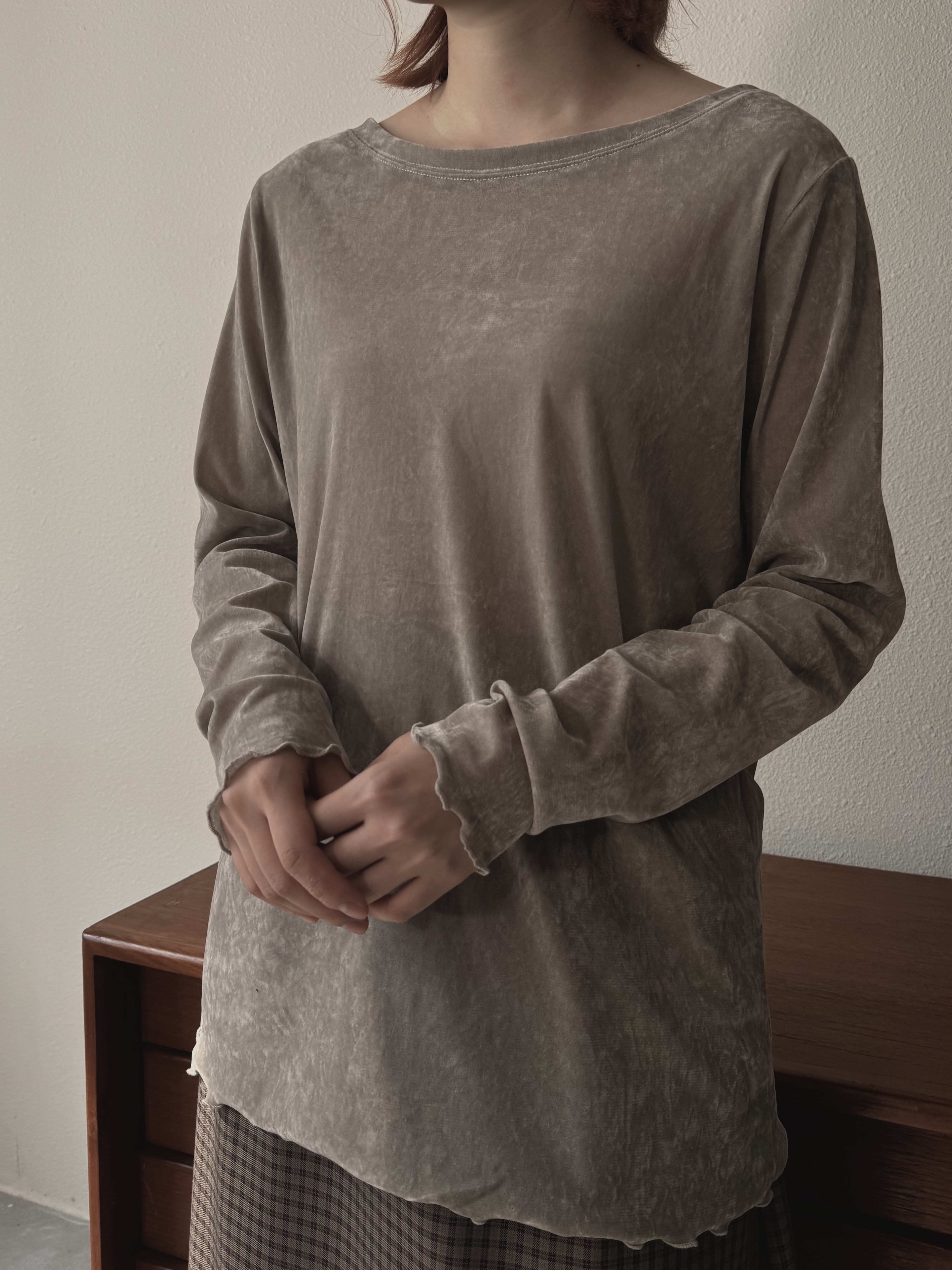 彈性絲絨寬鬆上衣 - BL53842