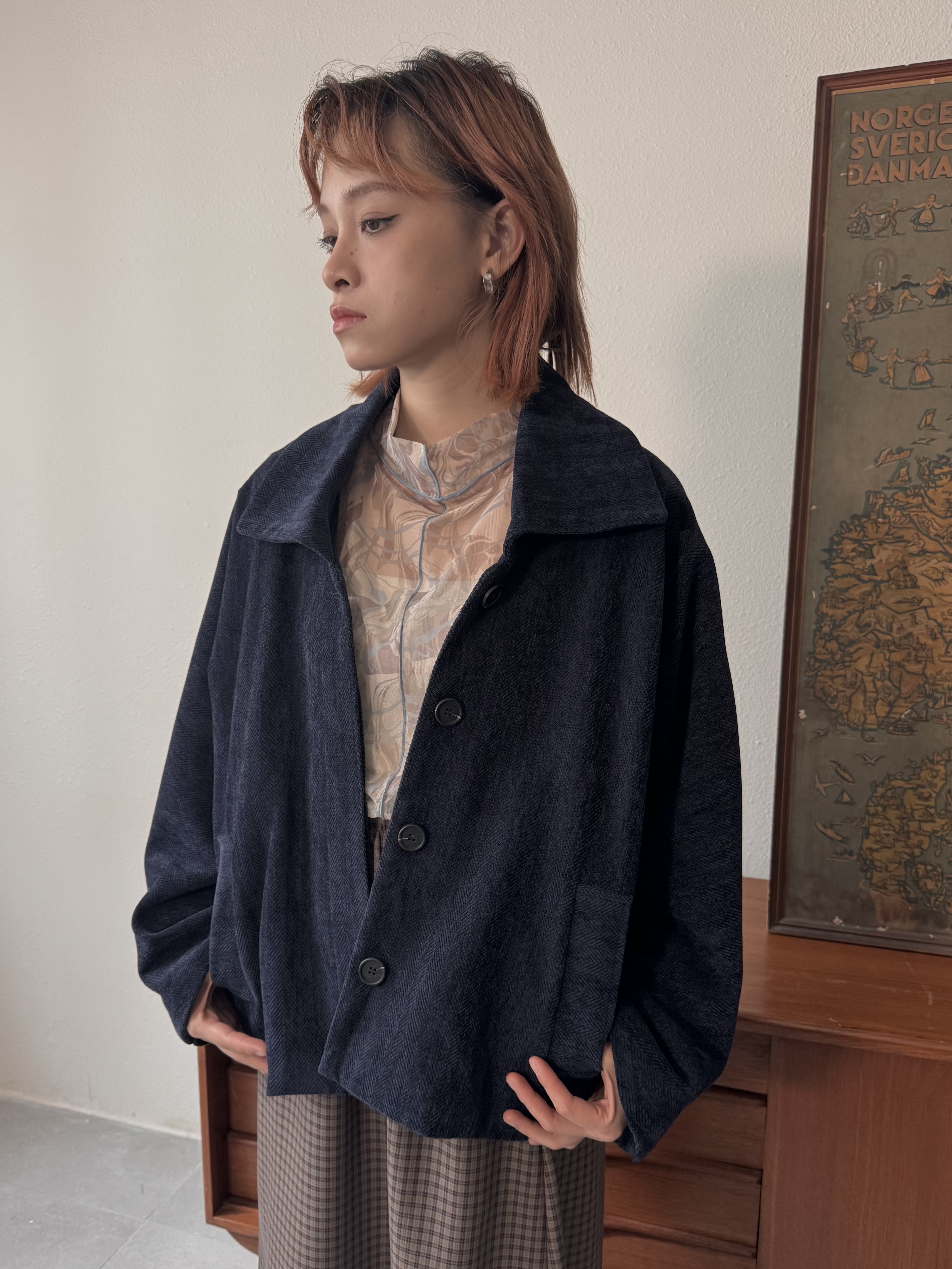 高領滑滑暈染紗網上衣 - BL53828