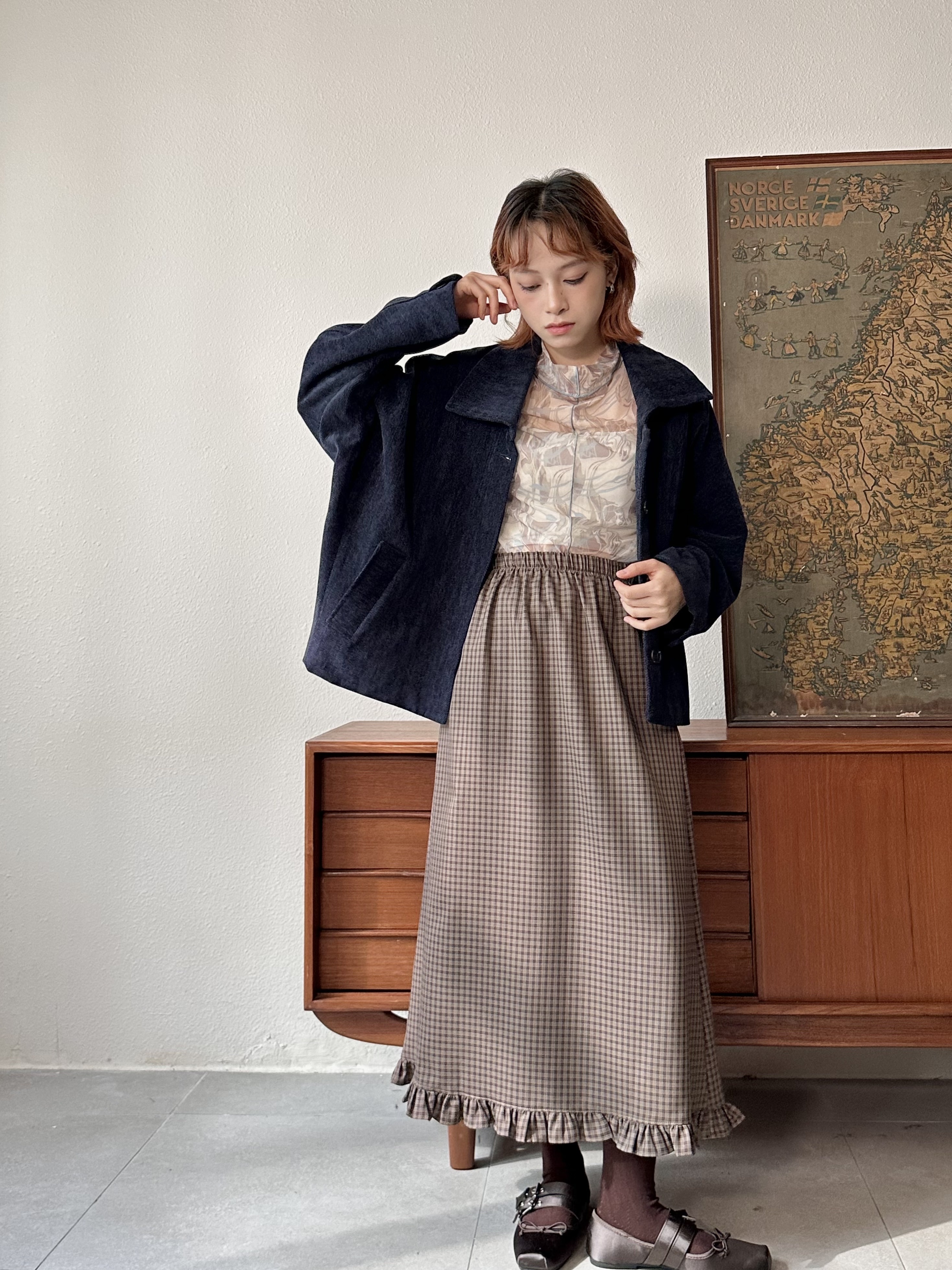 高領滑滑暈染紗網上衣 - BL53828