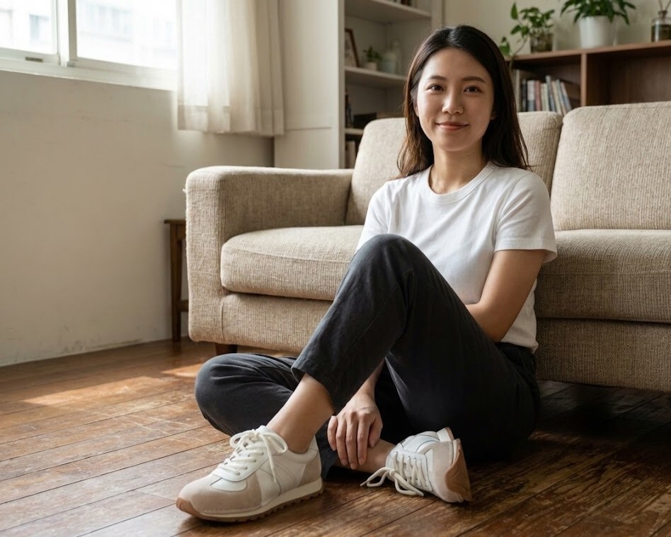 寬腳板也能穿的流行款!Sanly Joy 胖胖德訓鞋結合 2026 趨勢與寬楦舒適度,圓潤 T 字鞋頭修飾腳型不顯寬,讓拇指外翻女生也能享受時髦又好走的真皮休閒鞋體驗。