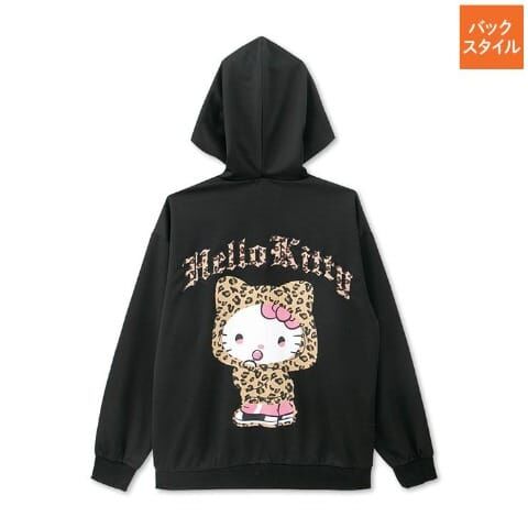 26018-KT Sanrio Hello Kitty 拉鏈帽外套 豹紋 啡色 #JP-SM25-313BK