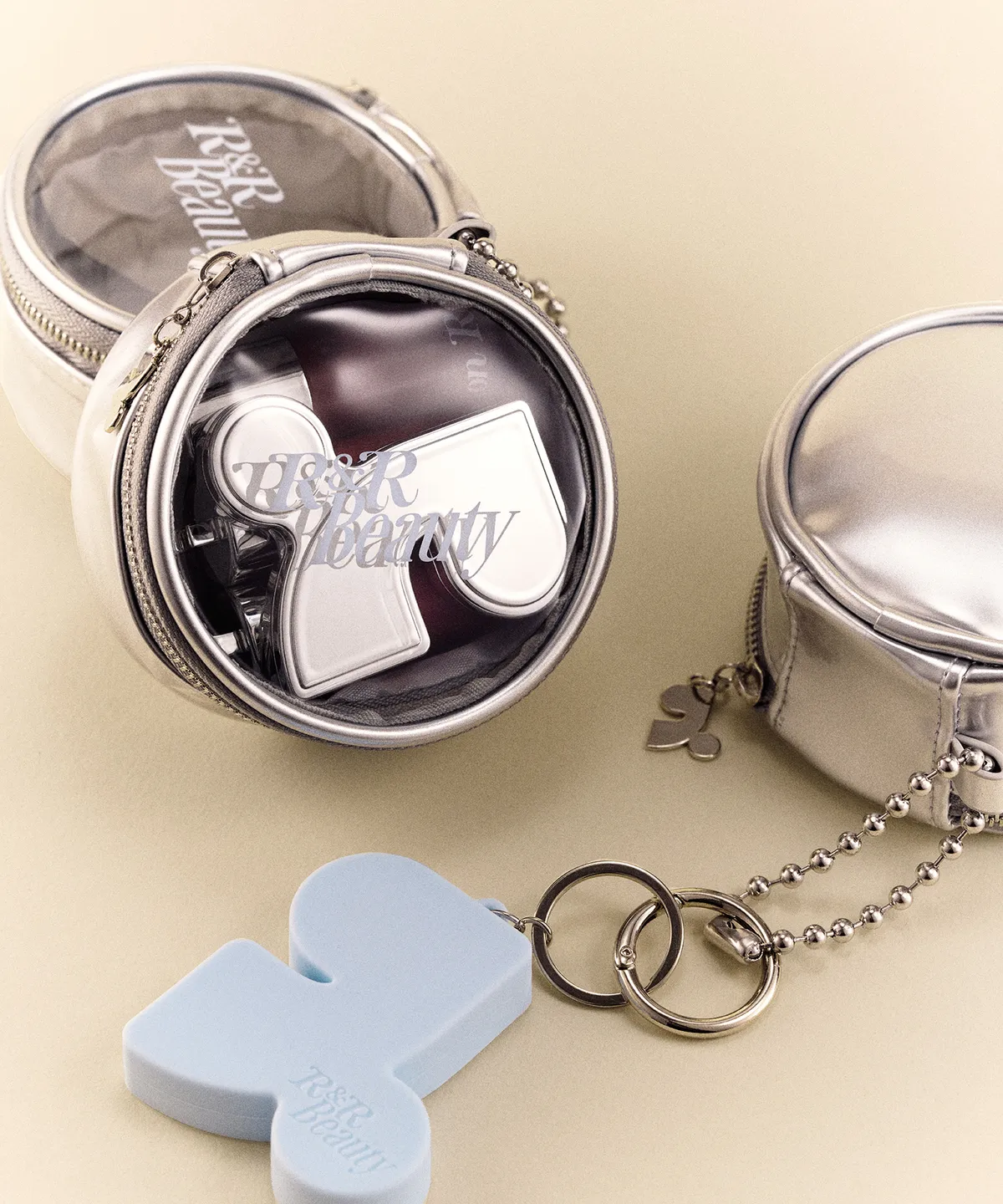 R&R BEAUTY 晶亮漆皮迷你圓形收納包