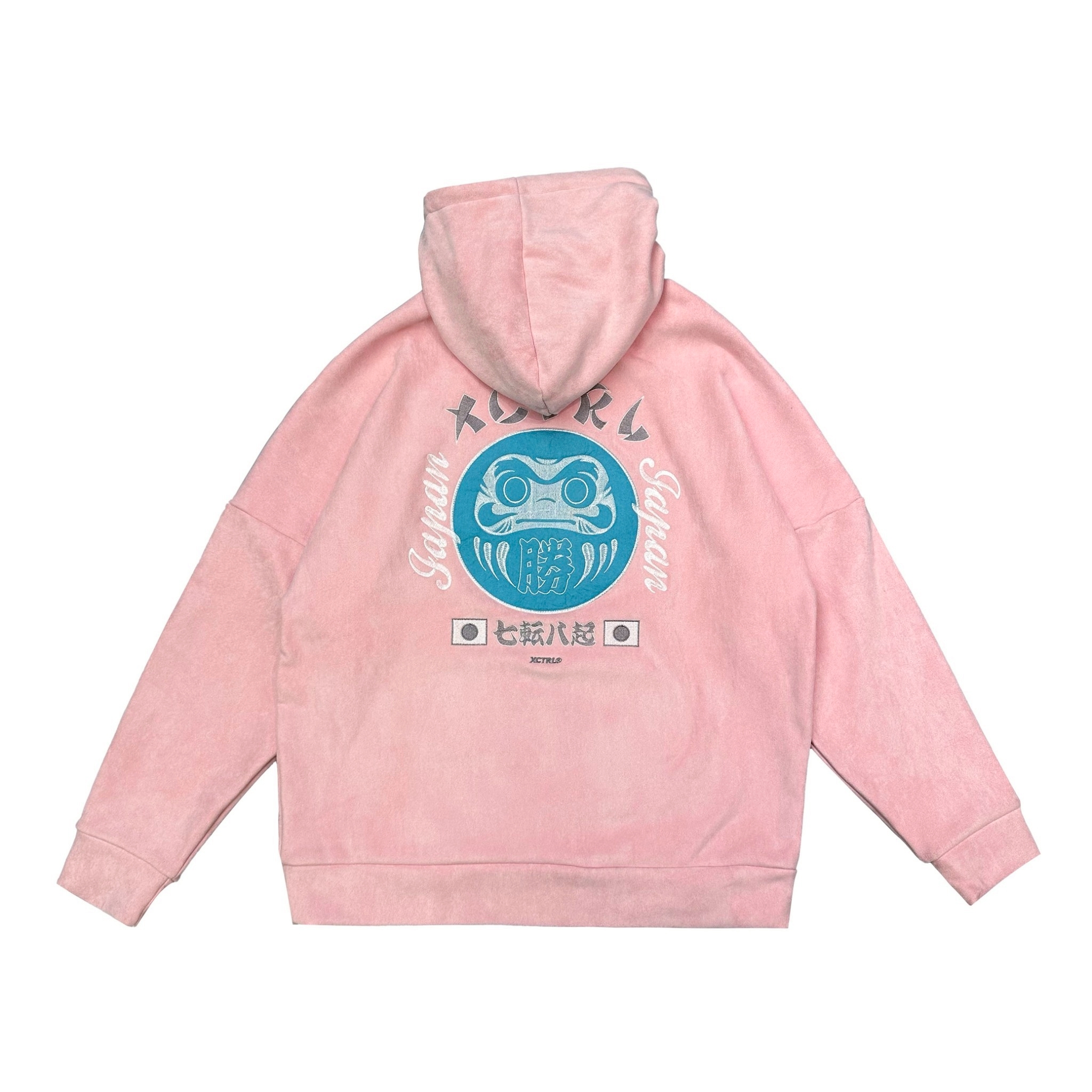 XCTRL 電繡達摩麂皮絨寬版帽T-粉