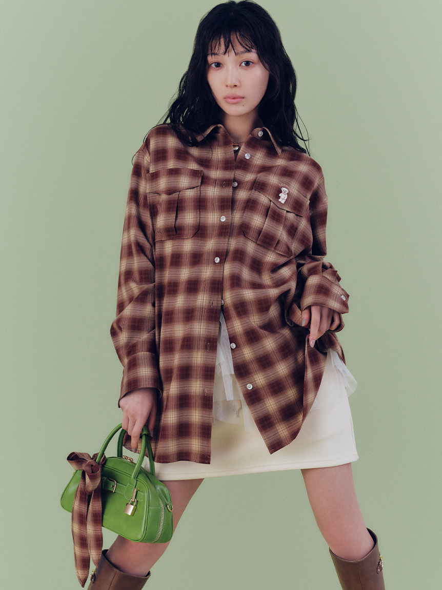 [預購]折扣LILY BROWN Lily Bear附圍巾寬版襯衫