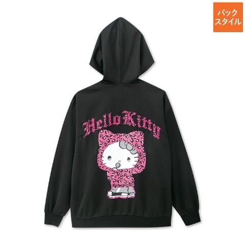 26018-KT Sanrio Hello Kitty 拉鏈帽外套 豹紋 粉紅色 #JP-SM25-213BK