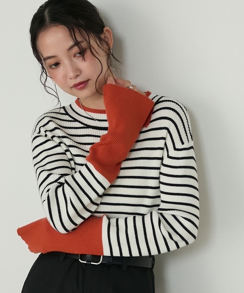 本週限時接單!! 日本🇯🇵連線 Forksy 袖口撞色開衩高領羅紋針織衫 羅紋針織 打底衫 內搭 套頭衫 長袖 吸濕排汗/發熱 6色(任買兩件7-11免運)/預購