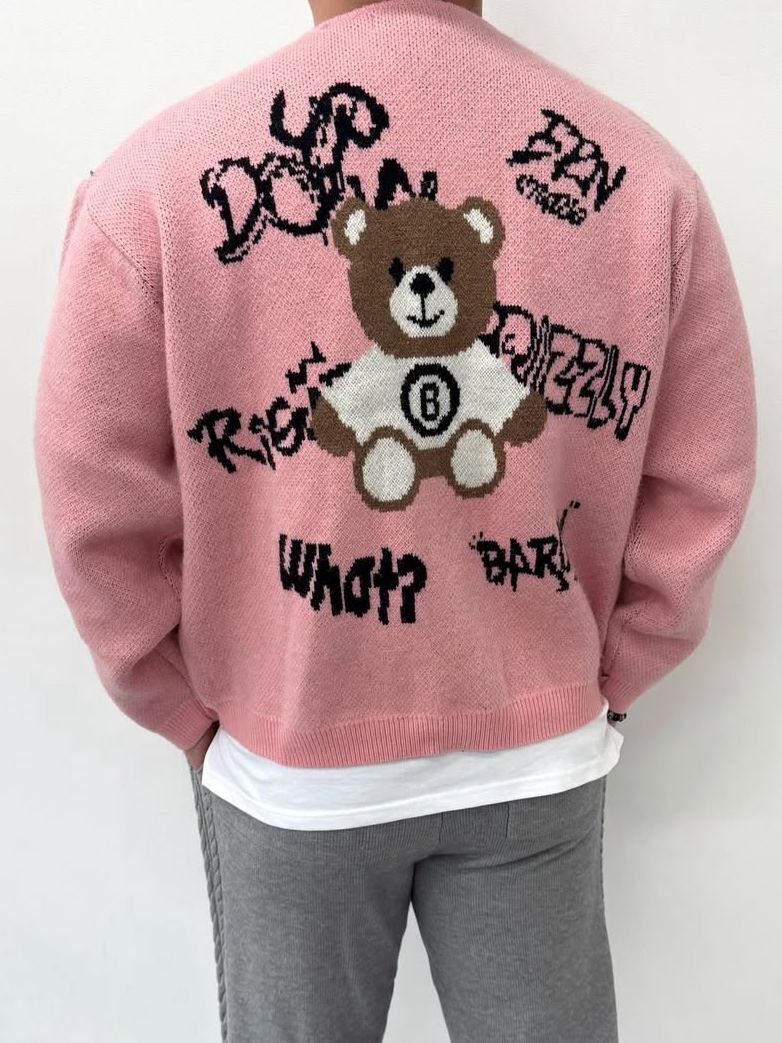 熊仔圖案開胸針織外套 BARON-209JK