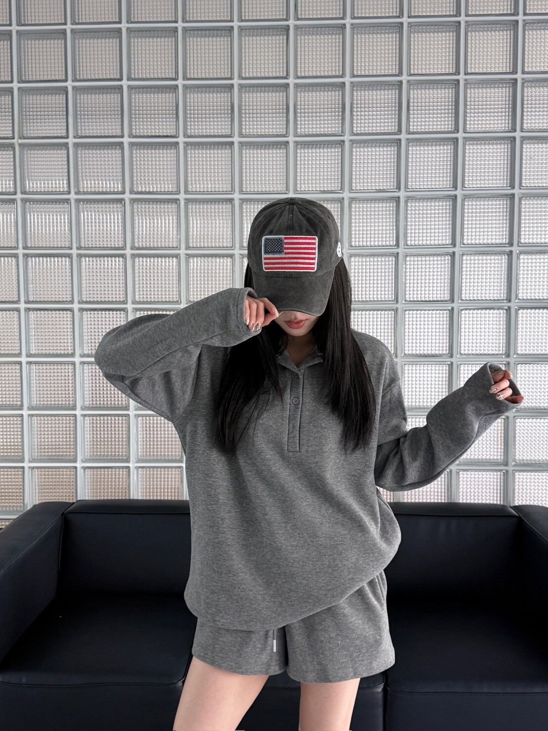 POLO領排釦內刷絨套裝