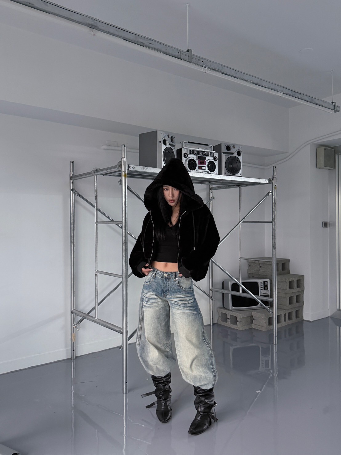 熊寶寶短版連帽毛毛外套