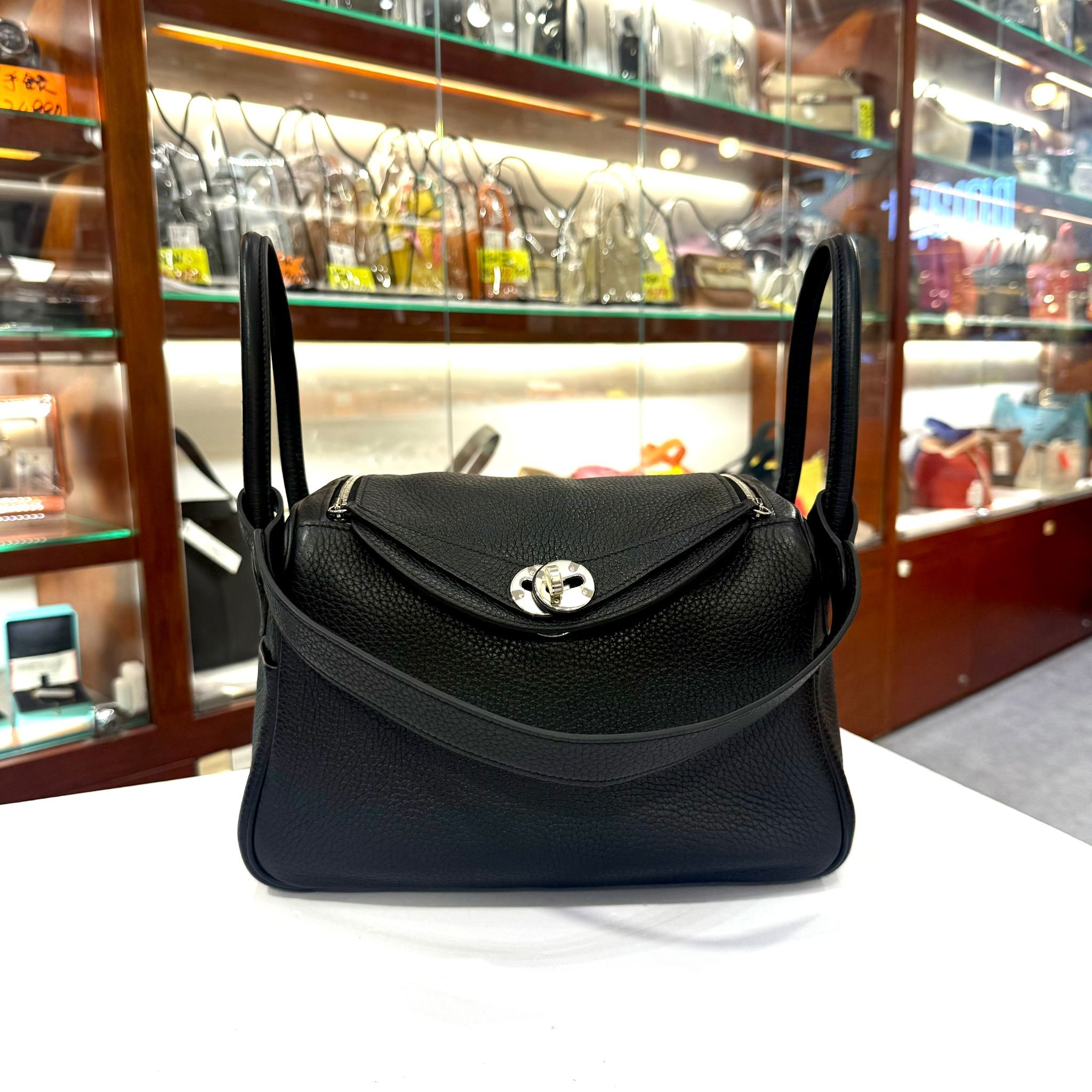 98%NEW二手HERMES LINDY 26 T刻 黑色TC皮/銀扣 89 NOIR PHW #香榭站正品