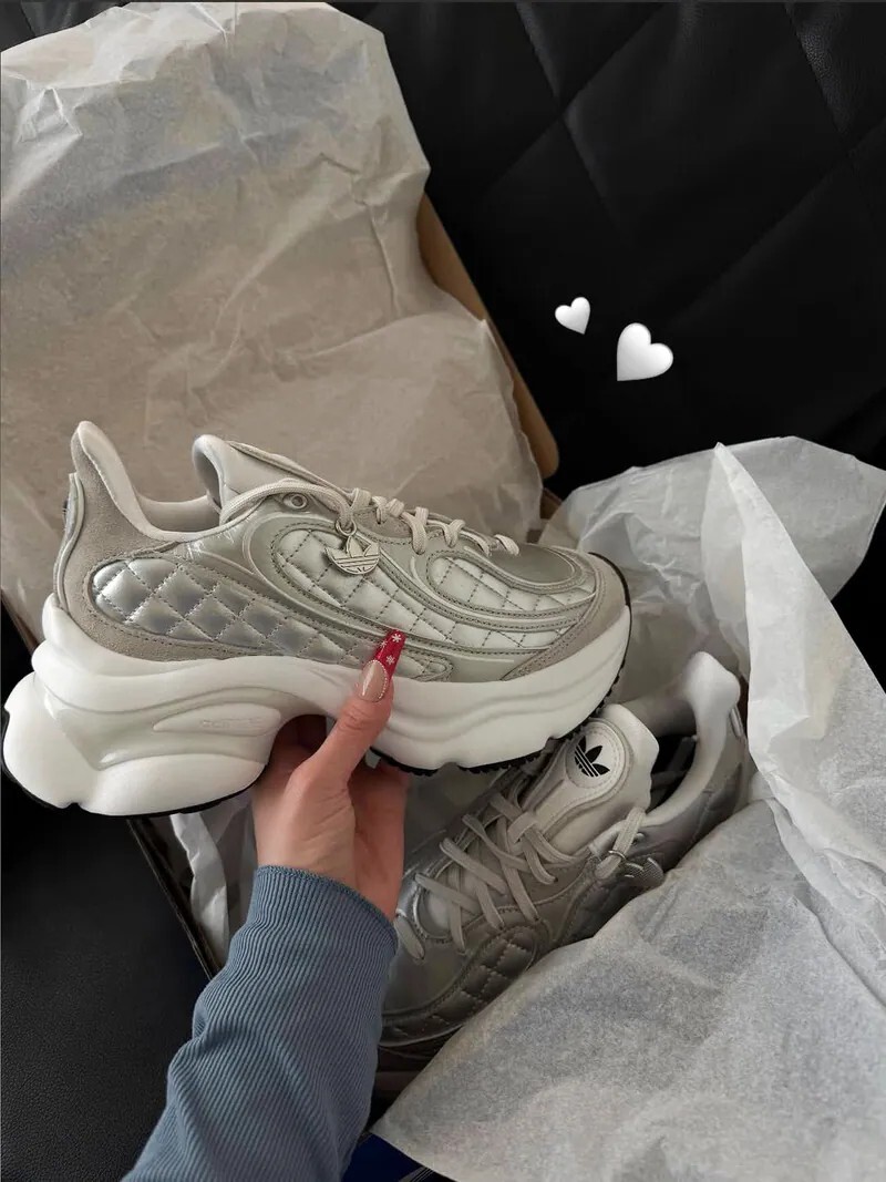 ADIDAS OZVENUZ 小香風 菱格紋 太空灰銀