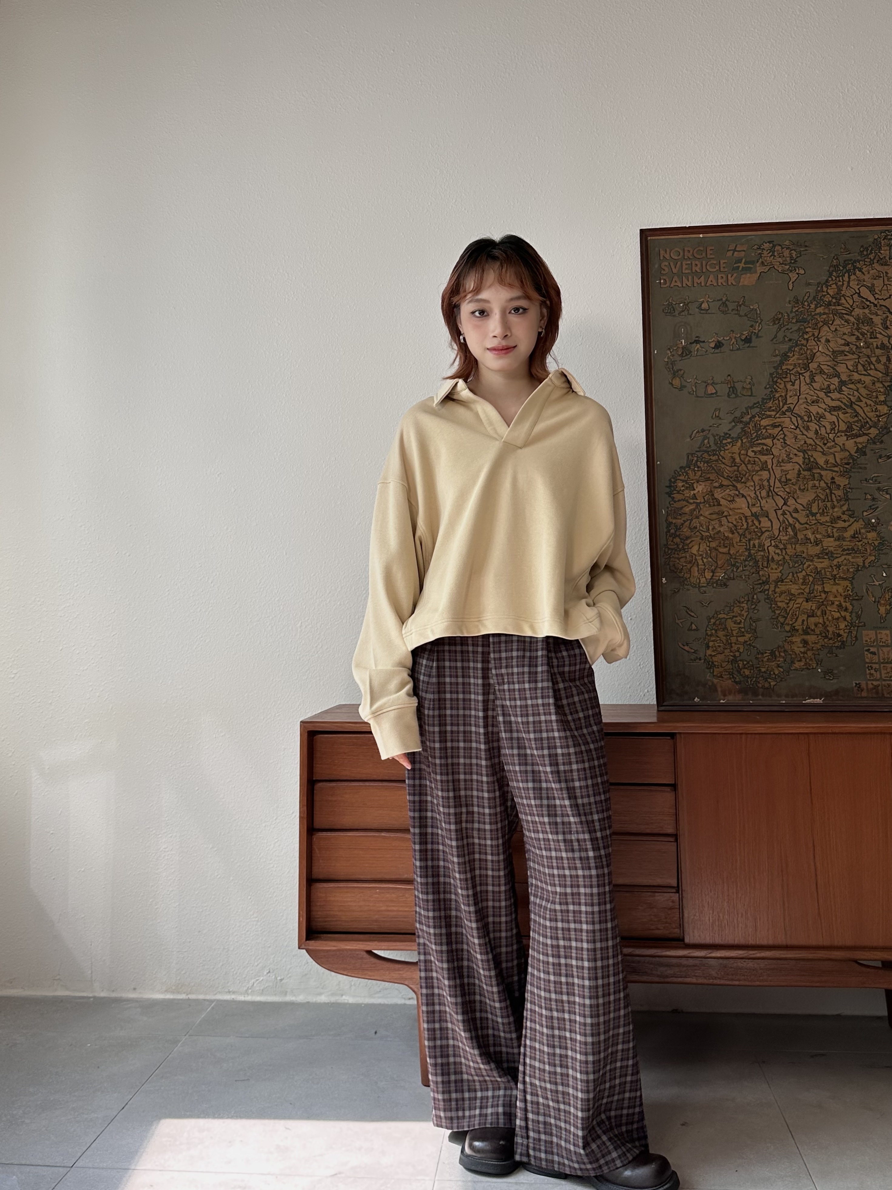 老錢風 ～寛鬆Polo領衛衣 - BL61894