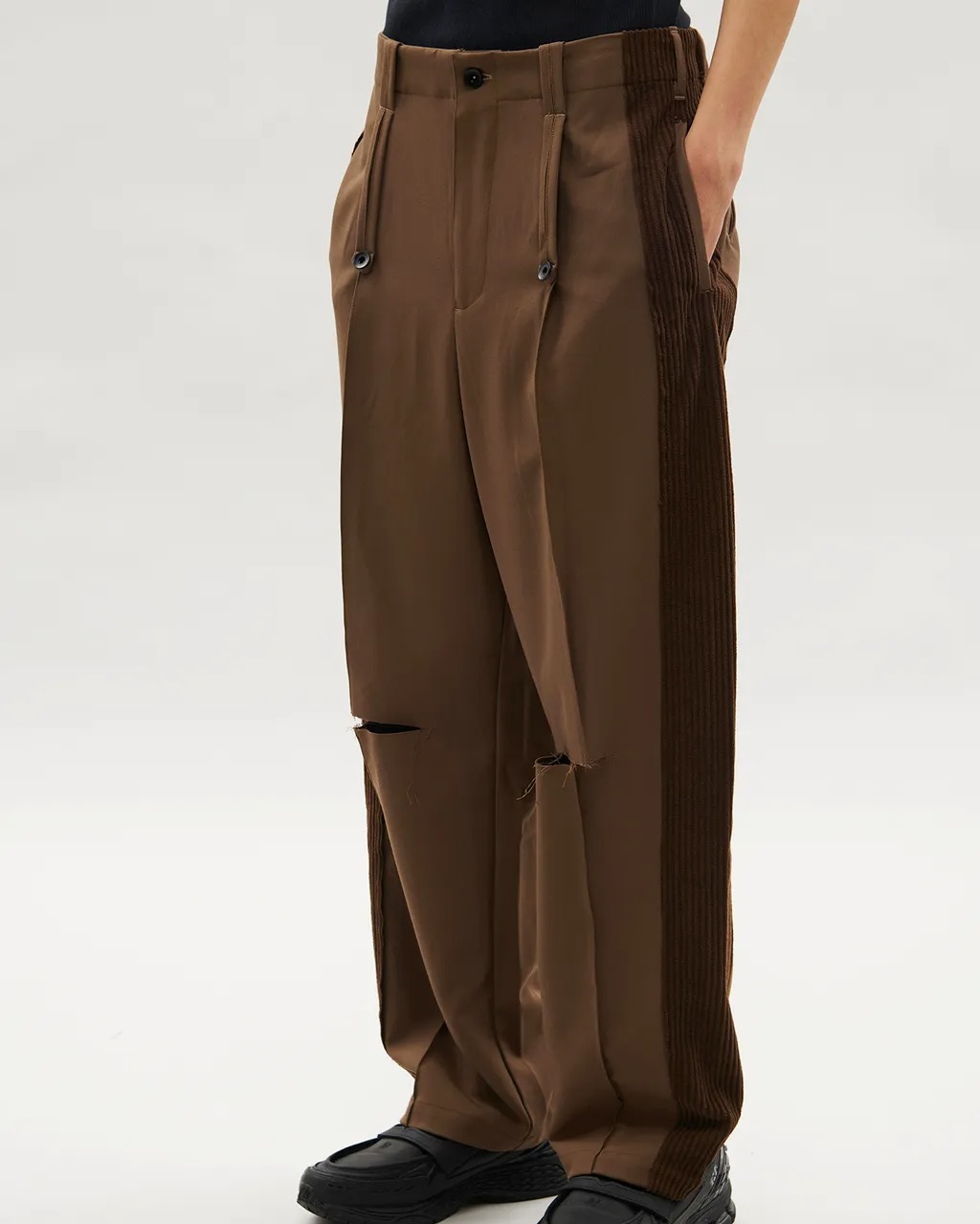 Vacant｜ES0174 - Spliced Pants (Khaki)