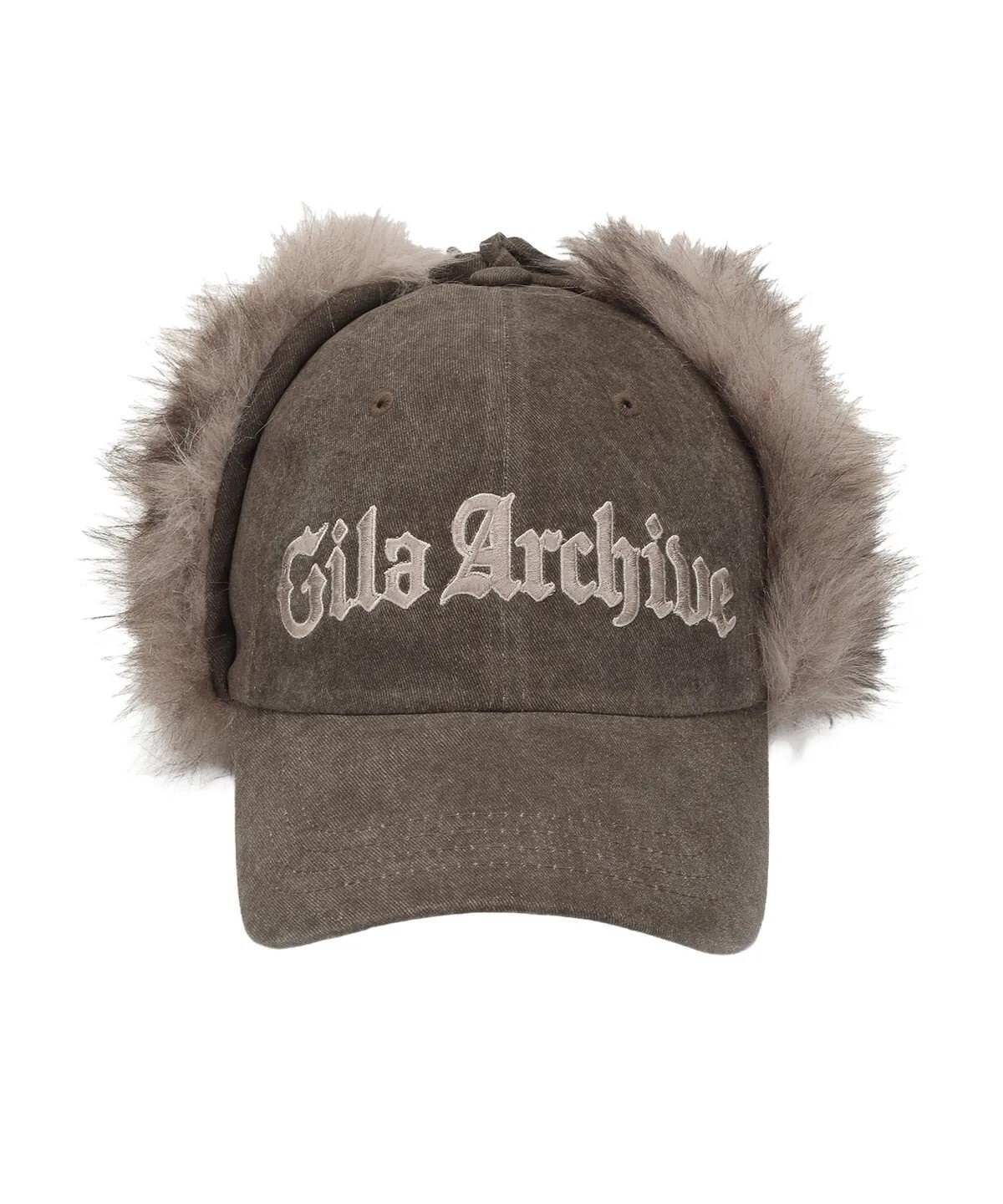 GILA ARCHIVE - FAUX FUR LOGO EARFLAP CAP (BROWN)