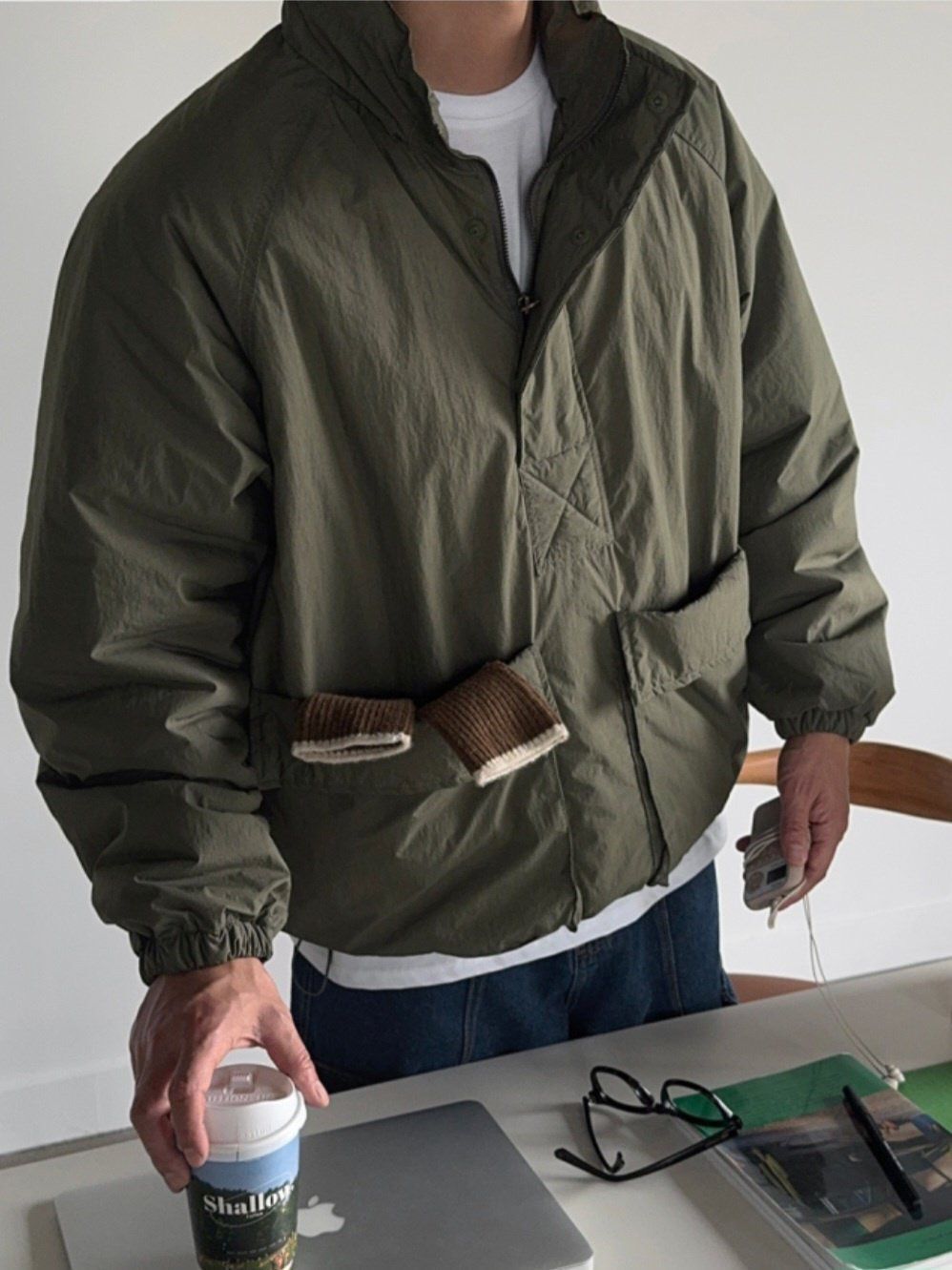 淨色連帽半拉鍊外套(薄夾棉) SPECTOR-126JK