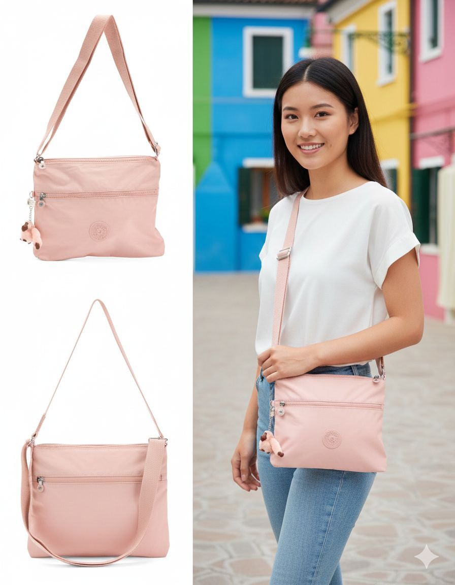 【預購】Q010310 KIPLING 粉紅色Annabelle 斜背包（寬 13 英寸 x 高 10 英寸）