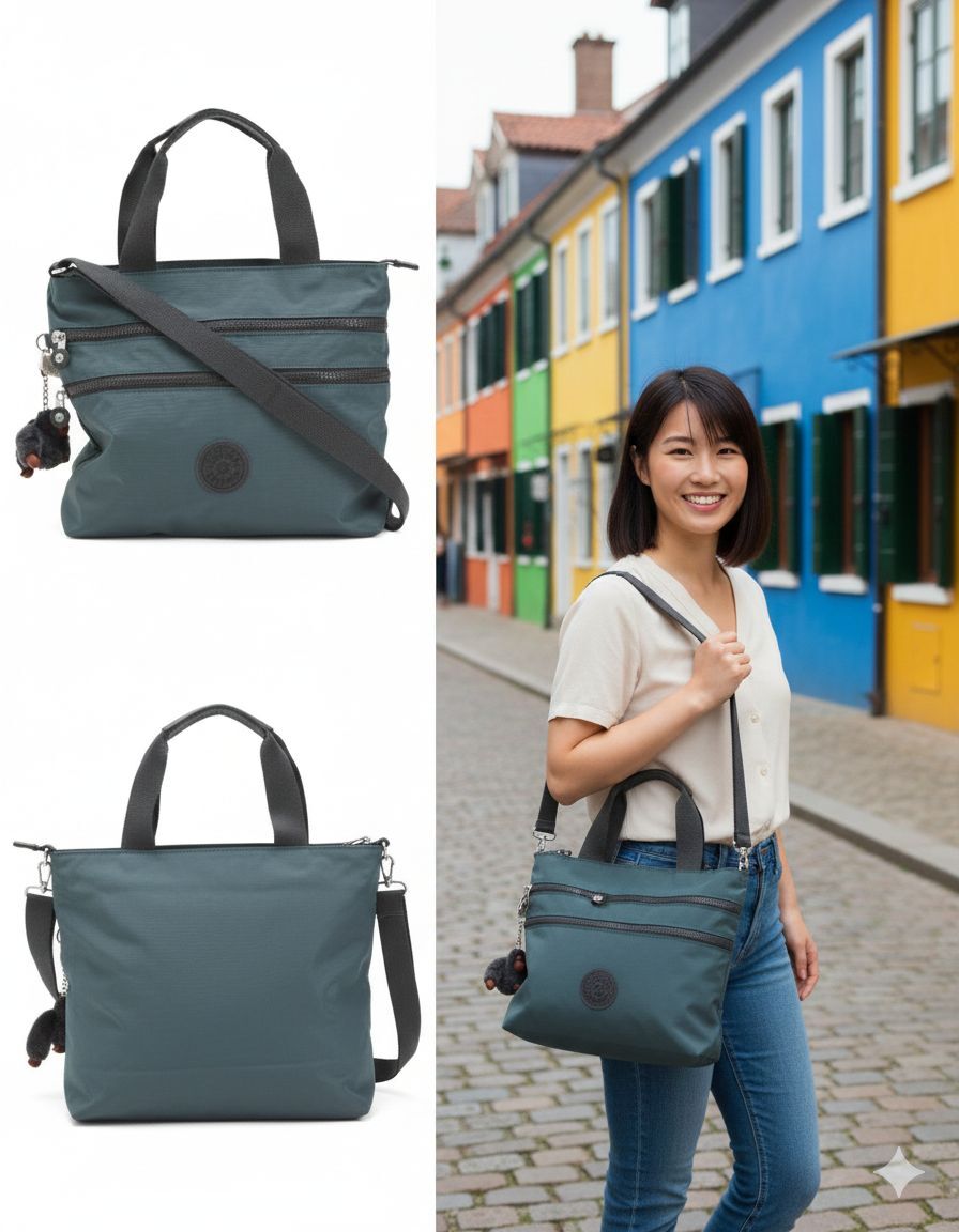 【預購】Q010308 KIPLING 灰色尼龍 Miah 中型單肩包 (寬 12.5 英寸 x 高 10 英寸)