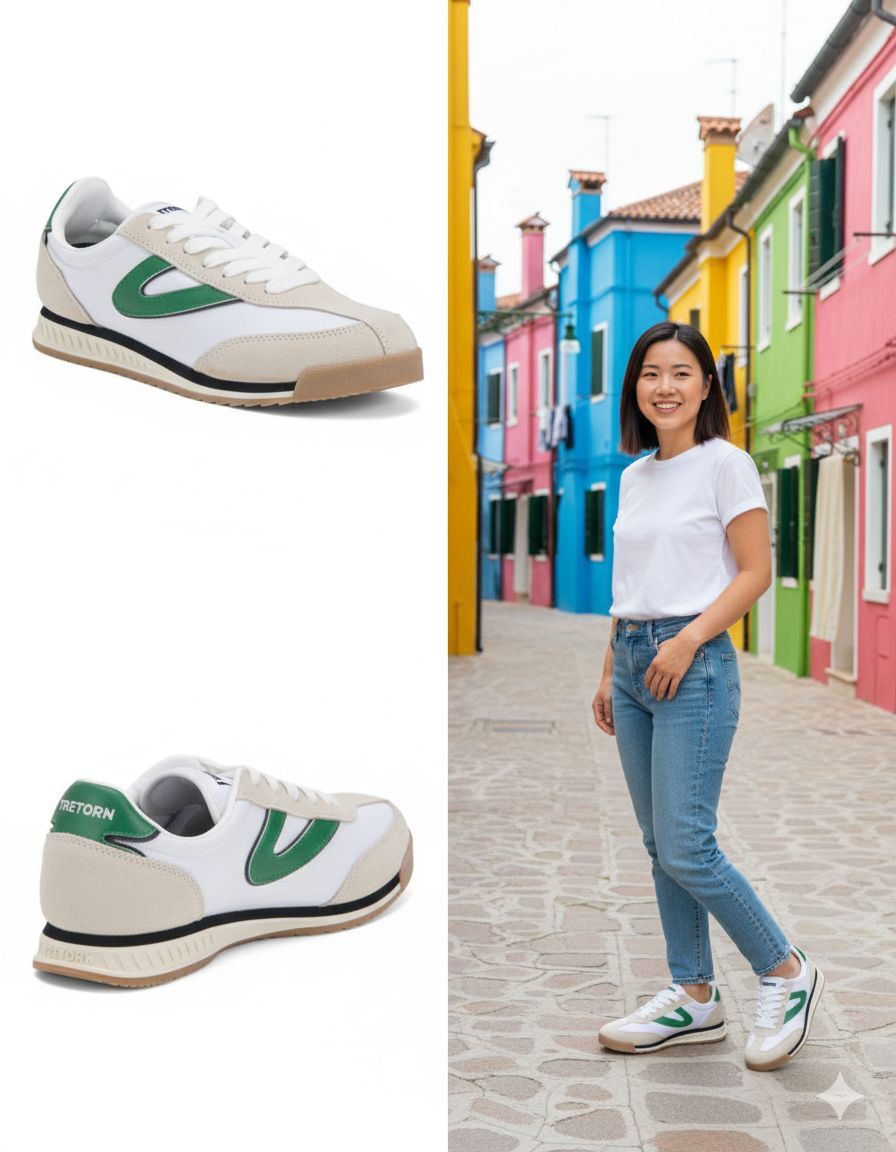 【預購】Q010305 TRETORN 女士綠色麂皮 Kristine 復古慢跑褲