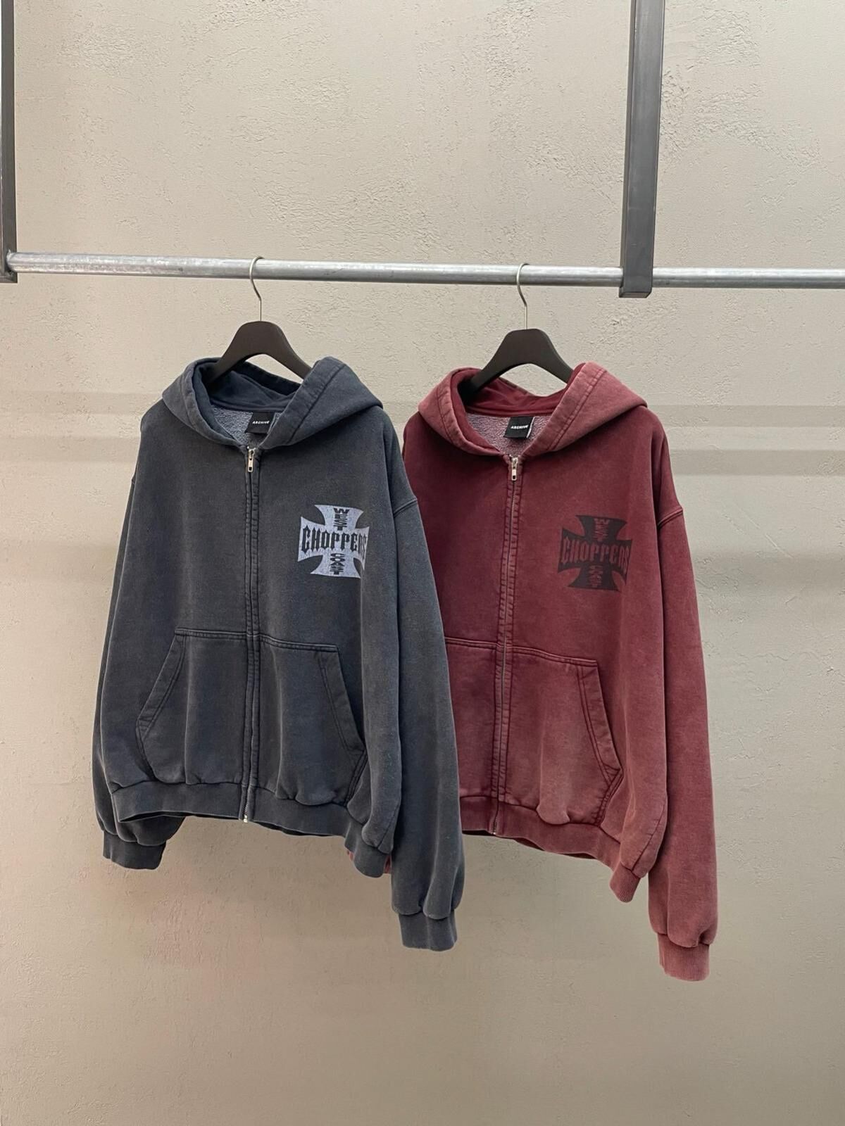 洗水英文字連帽拉鍊外套 ARCHIVE-408JK