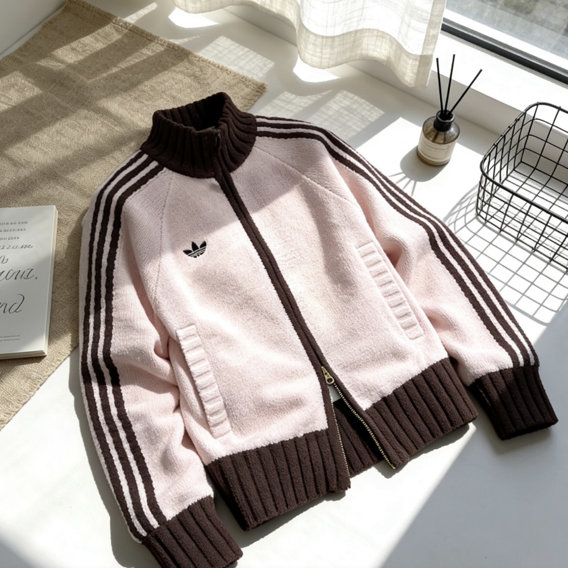ADIDAS ORIGINALS KNIT TRACK TOP 莓果粉 針織外套 雙拉鍊 立領外套 KV8867