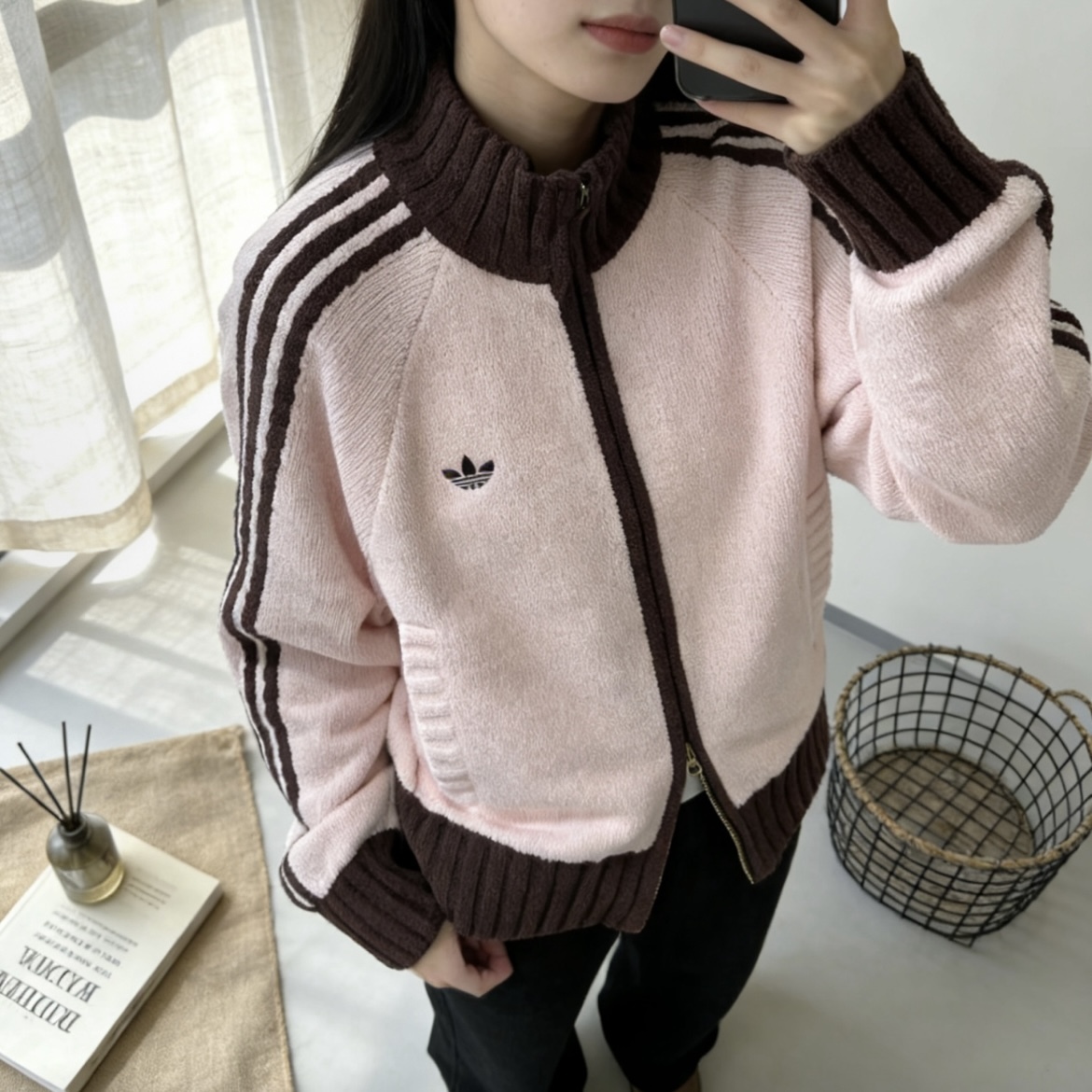 ADIDAS ORIGINALS KNIT TRACK TOP 莓果粉 針織外套 雙拉鍊 立領外套 KV8867