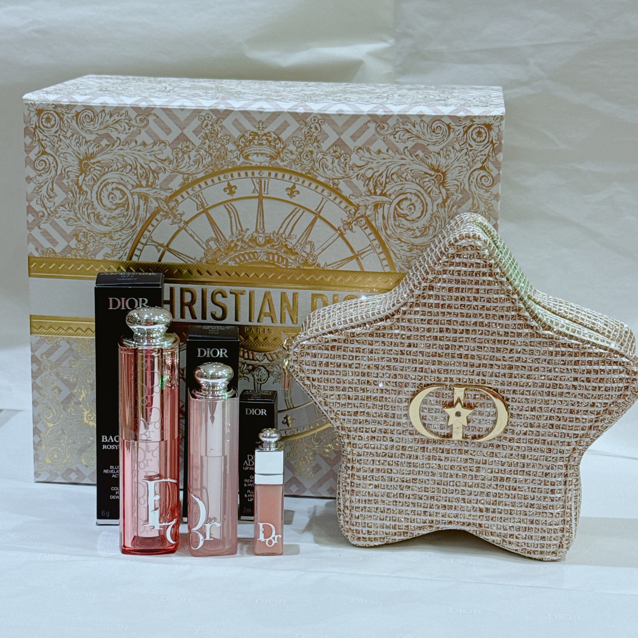 Dior Beauty 聖誕限定星星化妝袋專業後台彩妝及誘惑潤唇組合