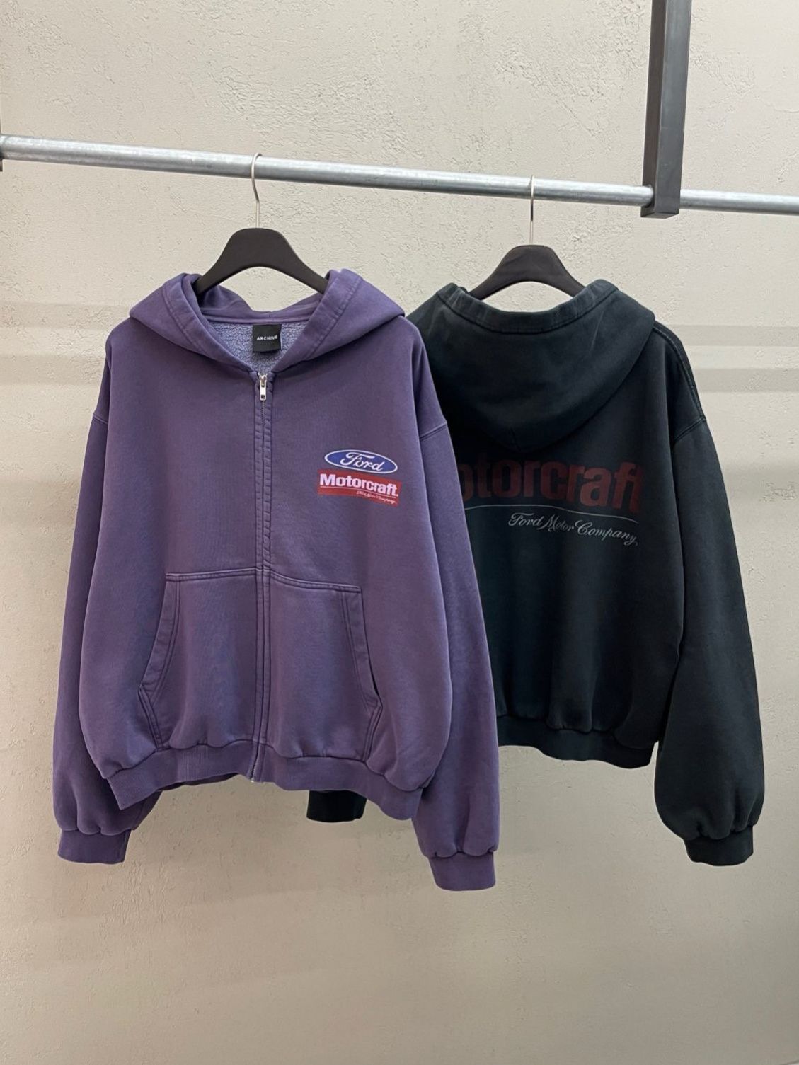 洗水英文字連帽拉鍊外套 ARCHIVE-410JK