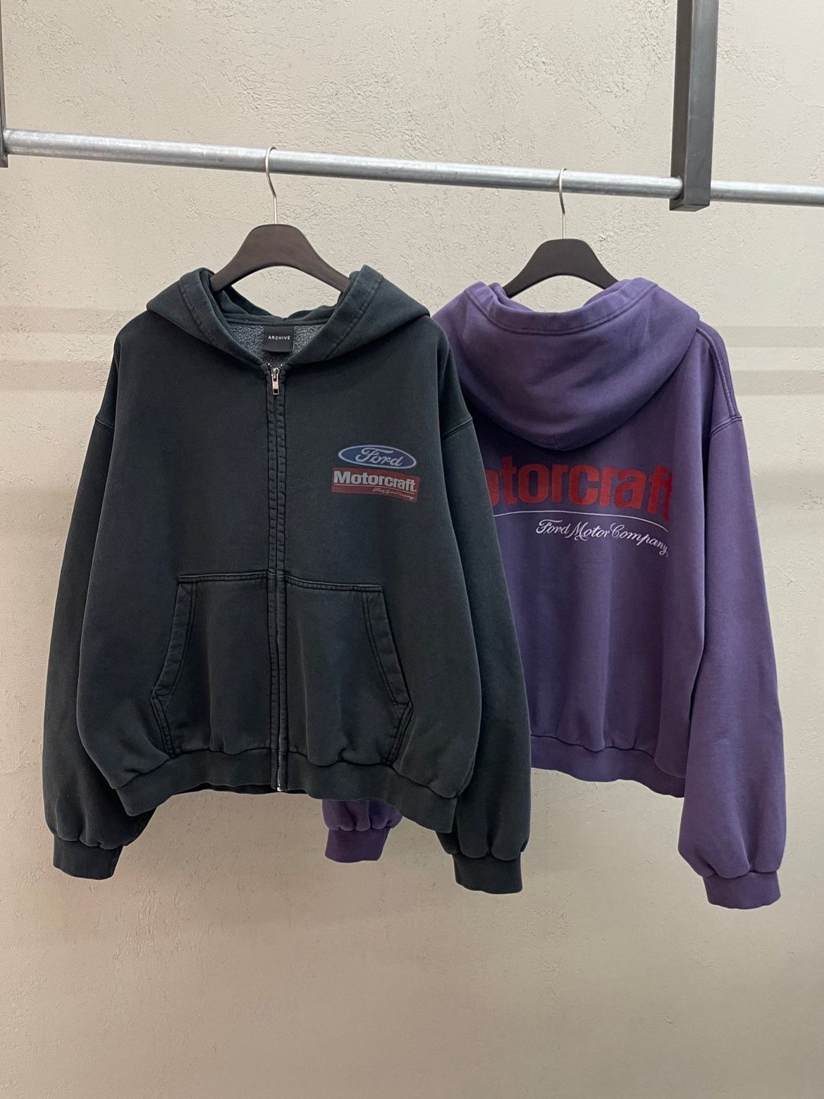 洗水英文字連帽拉鍊外套 ARCHIVE-410JK