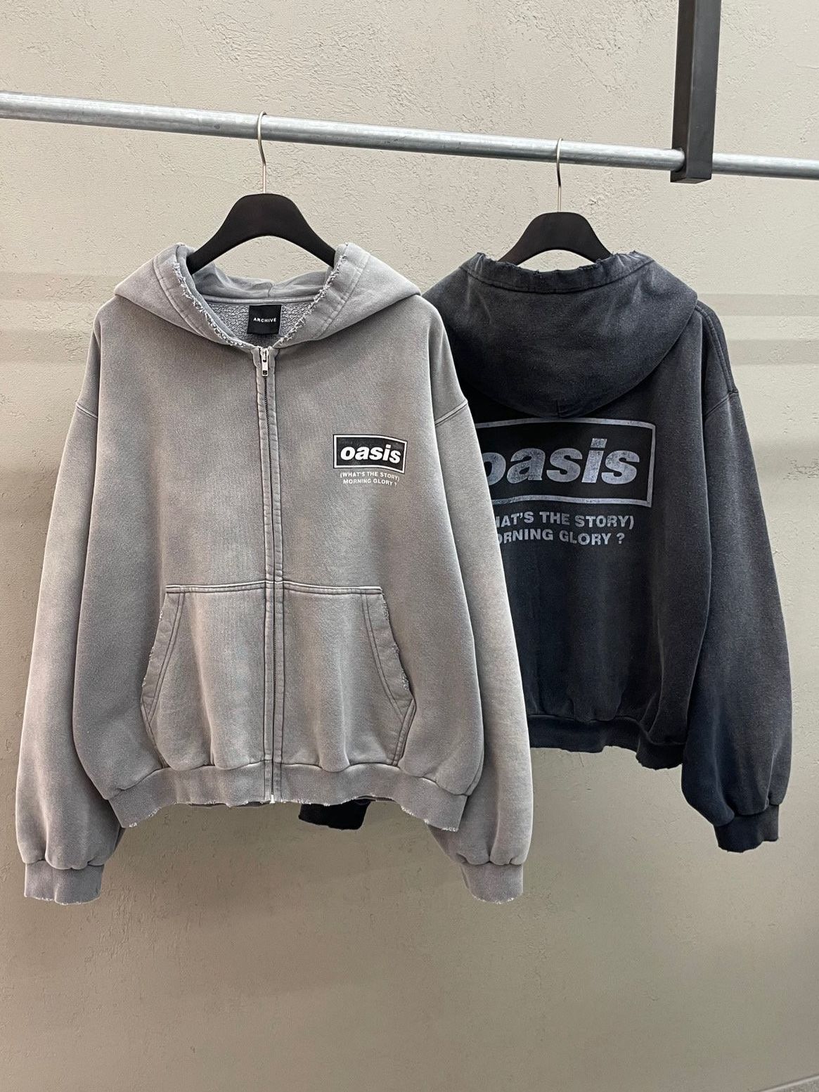 洗水英文字連帽拉鍊外套 ARCHIVE-411JK