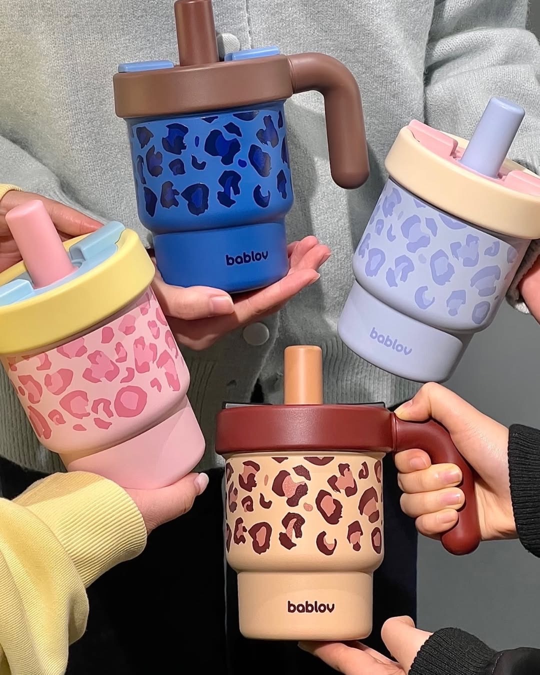 【逢甲FUZZY】BABLOV 豹紋水杯 吸管杯 冰霸杯 610ml 四色