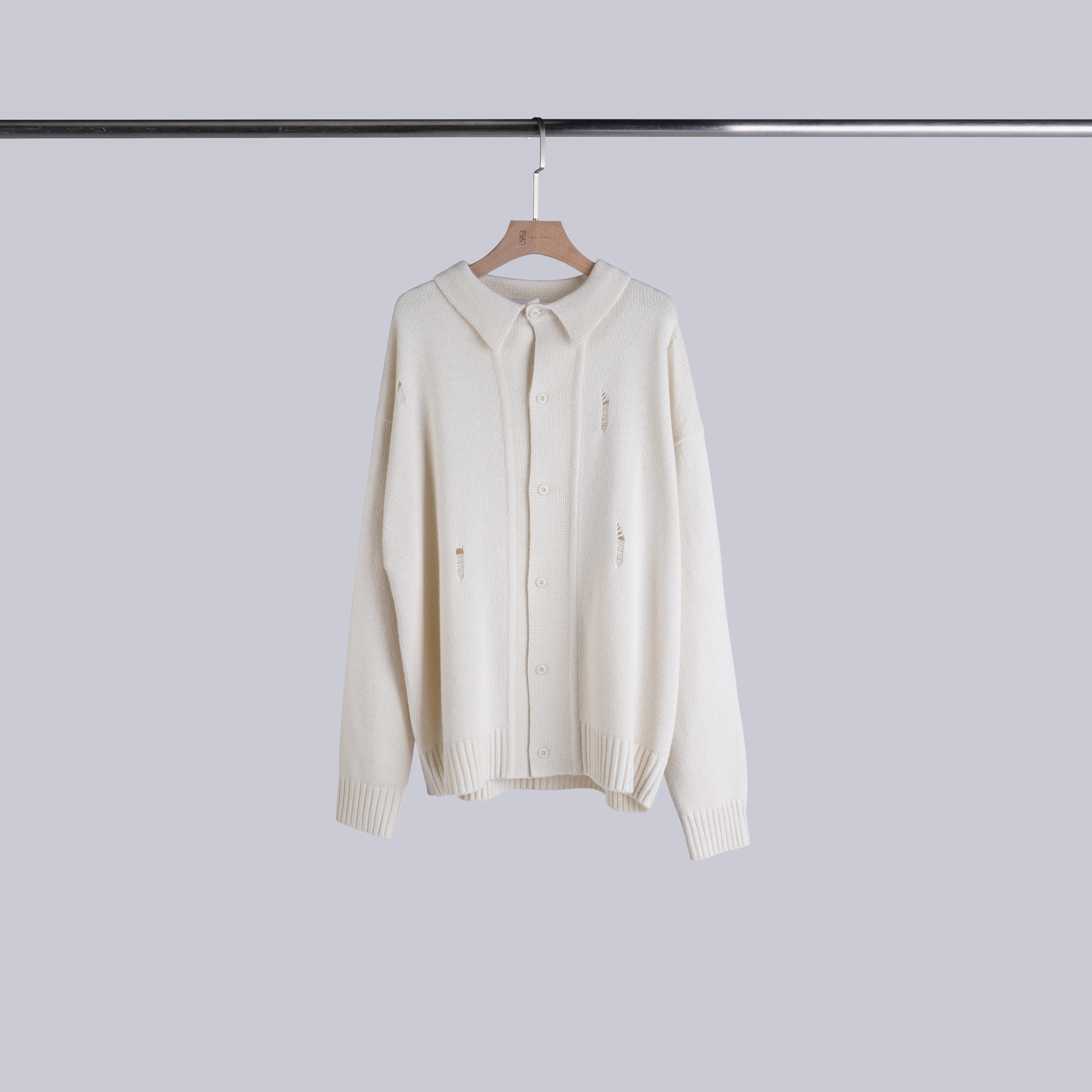 破壞感翻領針織衫 | 奶油白