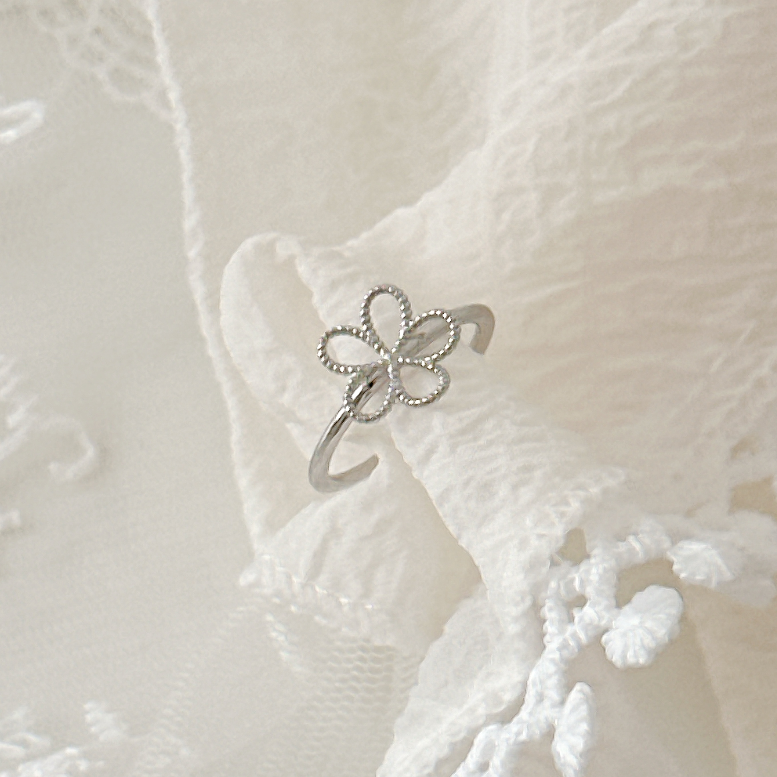 日系漂亮花花簍空戒指💕