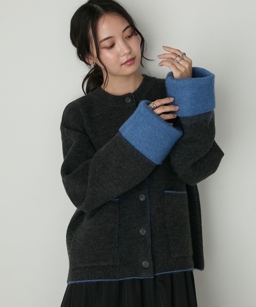 Forksy. / Two-tone knit cardigan
