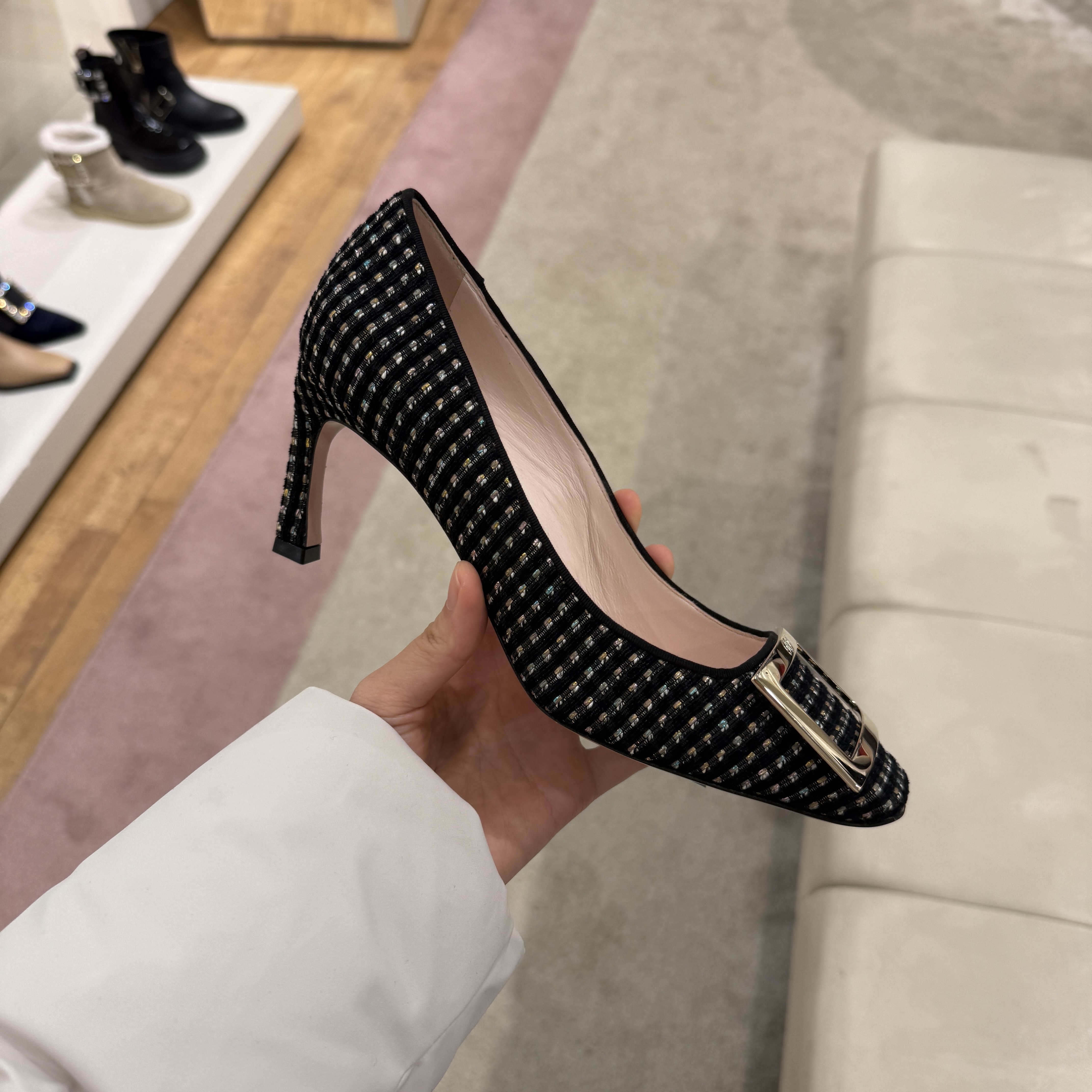 Roger Vivier trompette heels 70mm black tweed