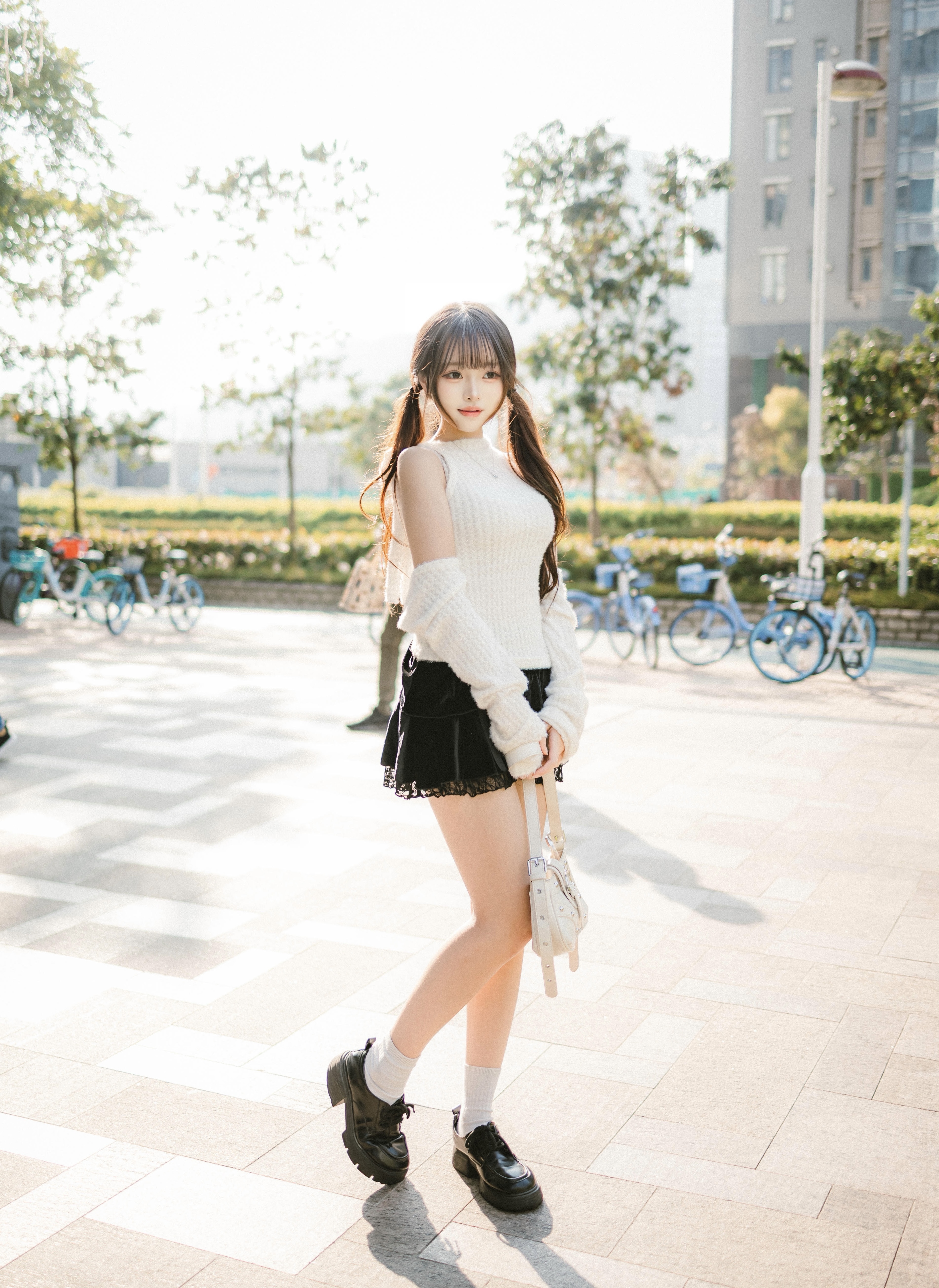 暗格紋粗頸帶掛頸Top Set